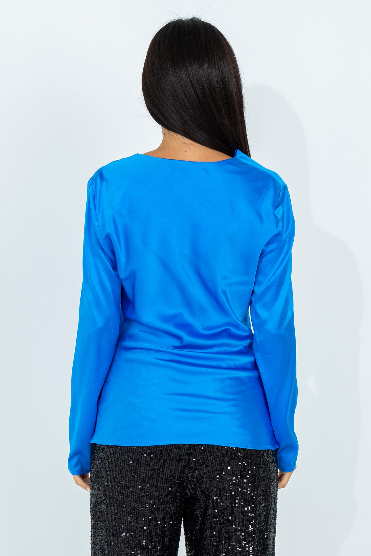 Silk blouse with cowl neckline