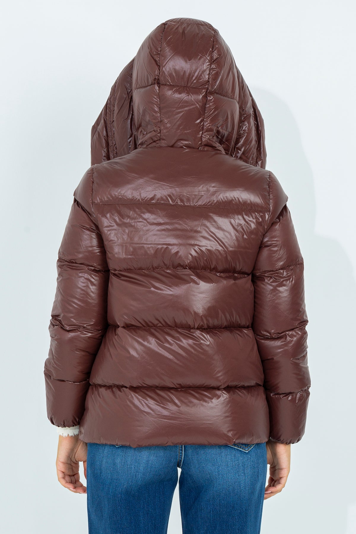 Down jacket with funnel neck