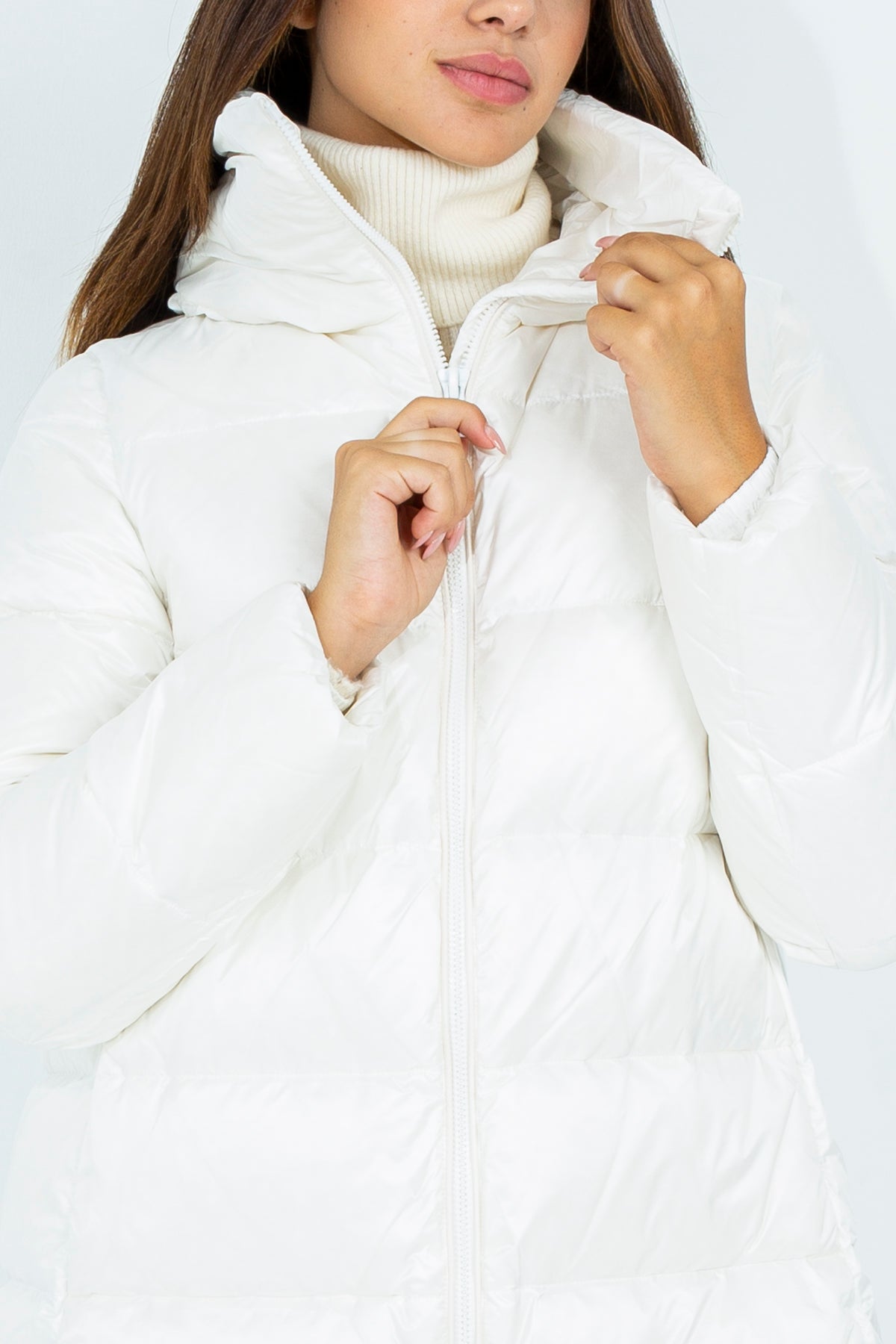 Flared midi down jacket