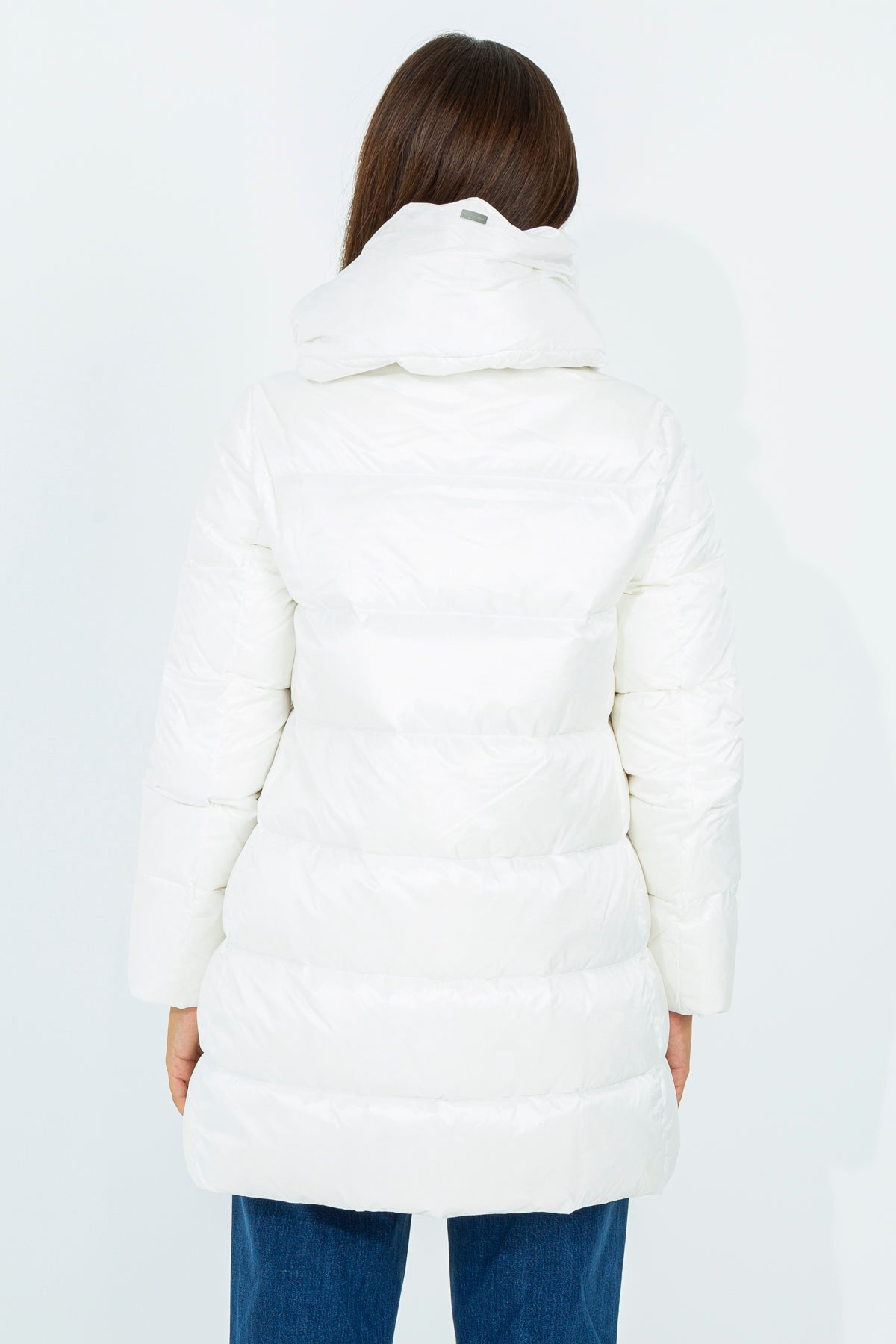 Flared midi down jacket