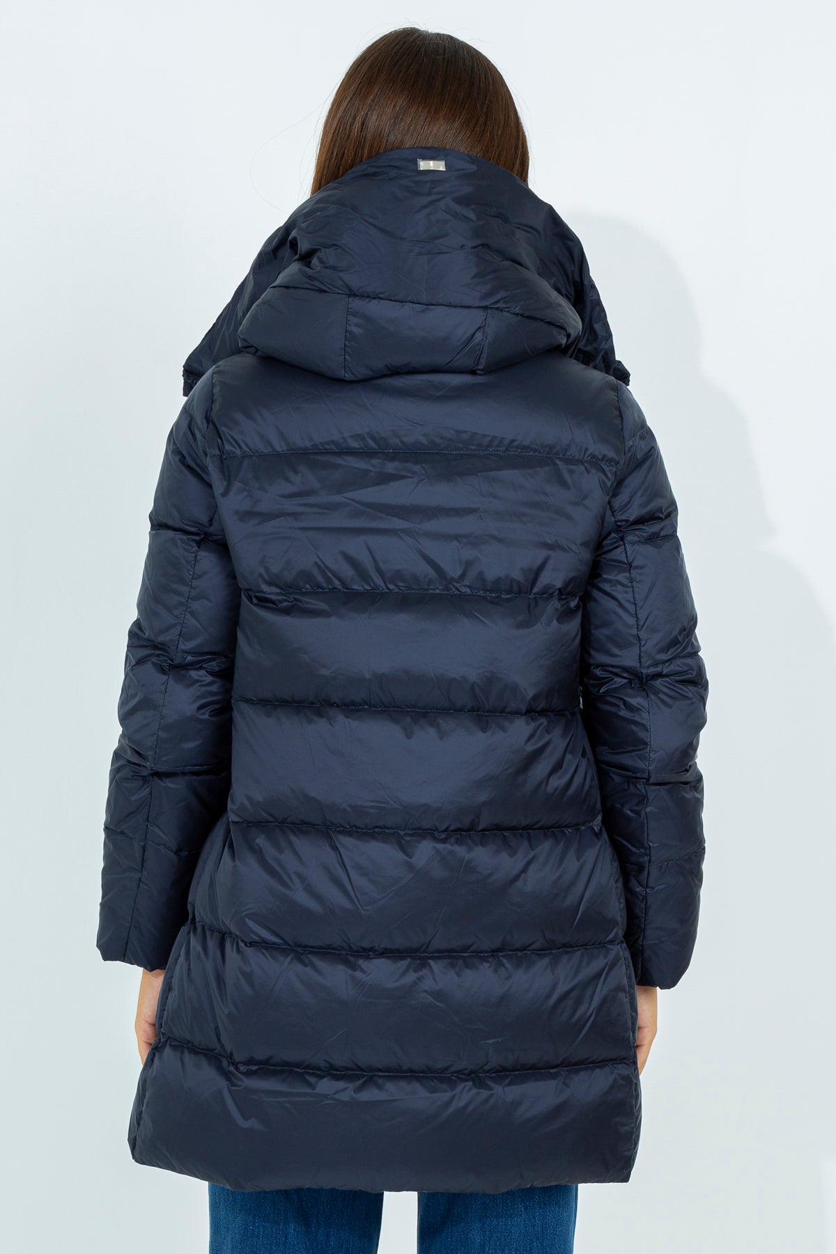 Flared midi down jacket