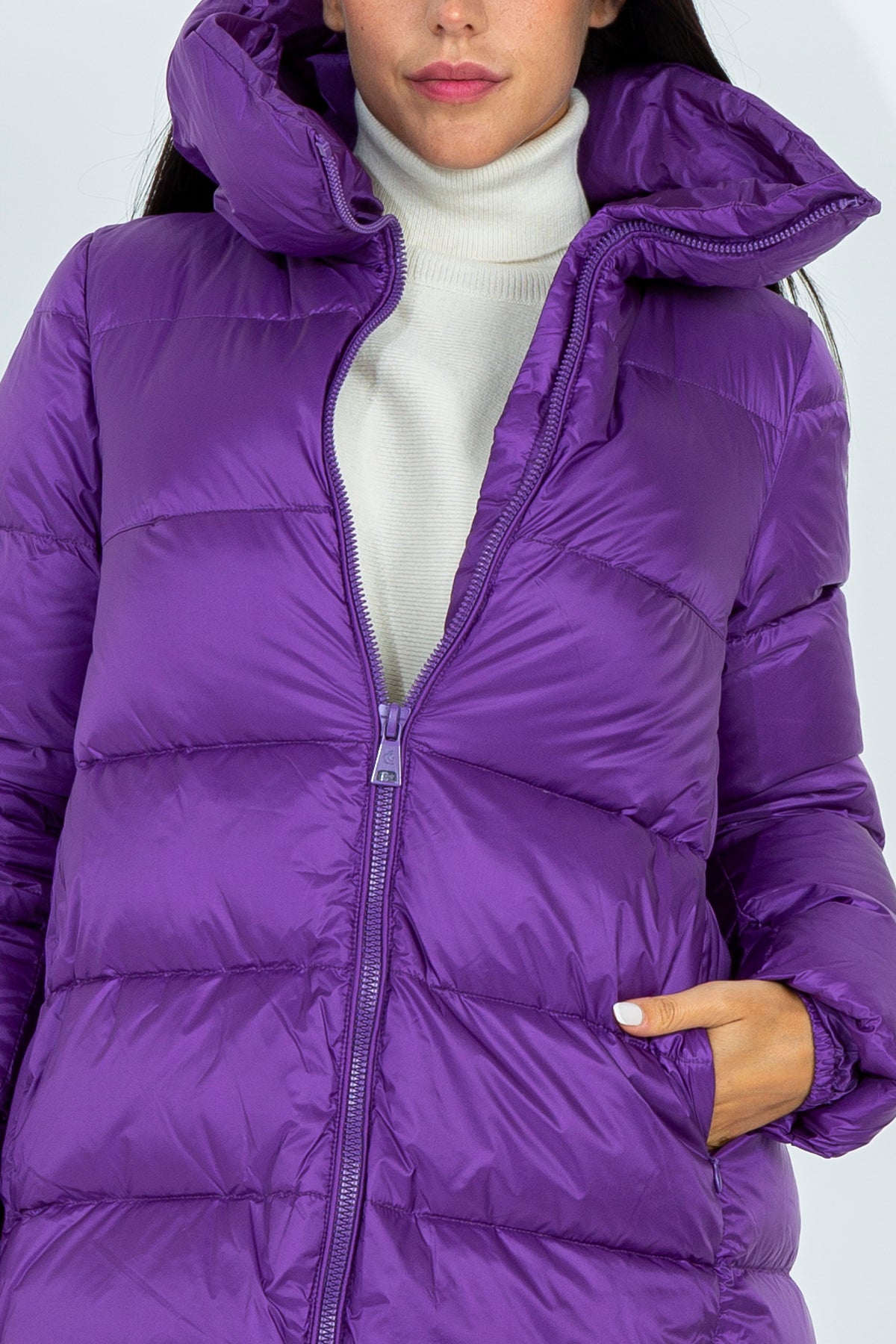 Flared midi down jacket