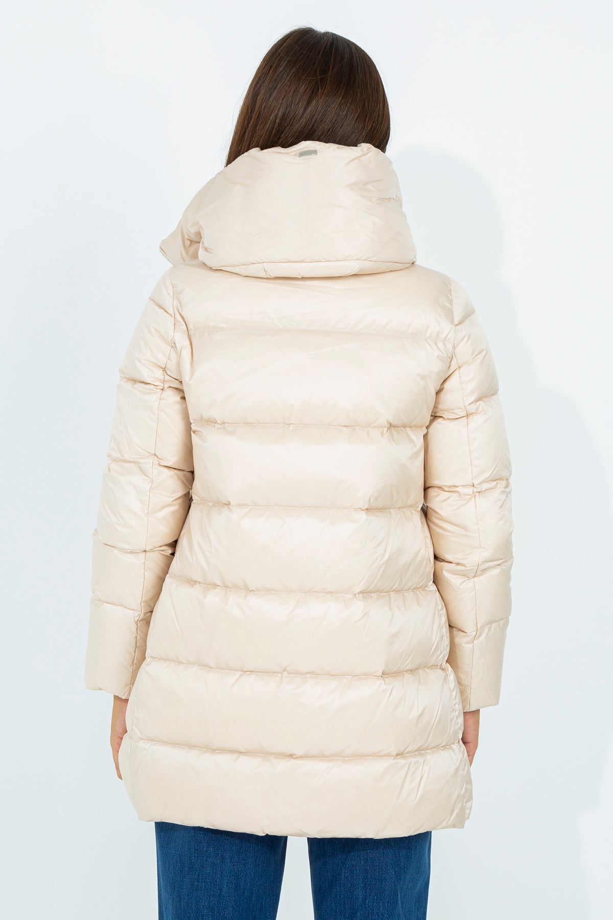 Flared midi down jacket