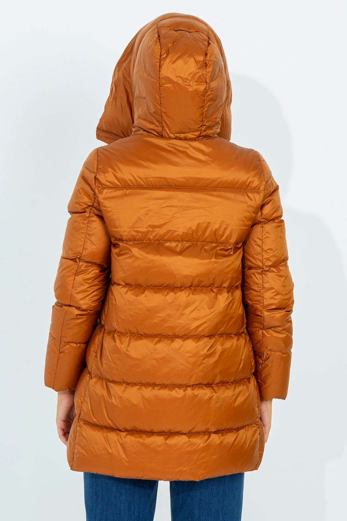 Flared midi down jacket