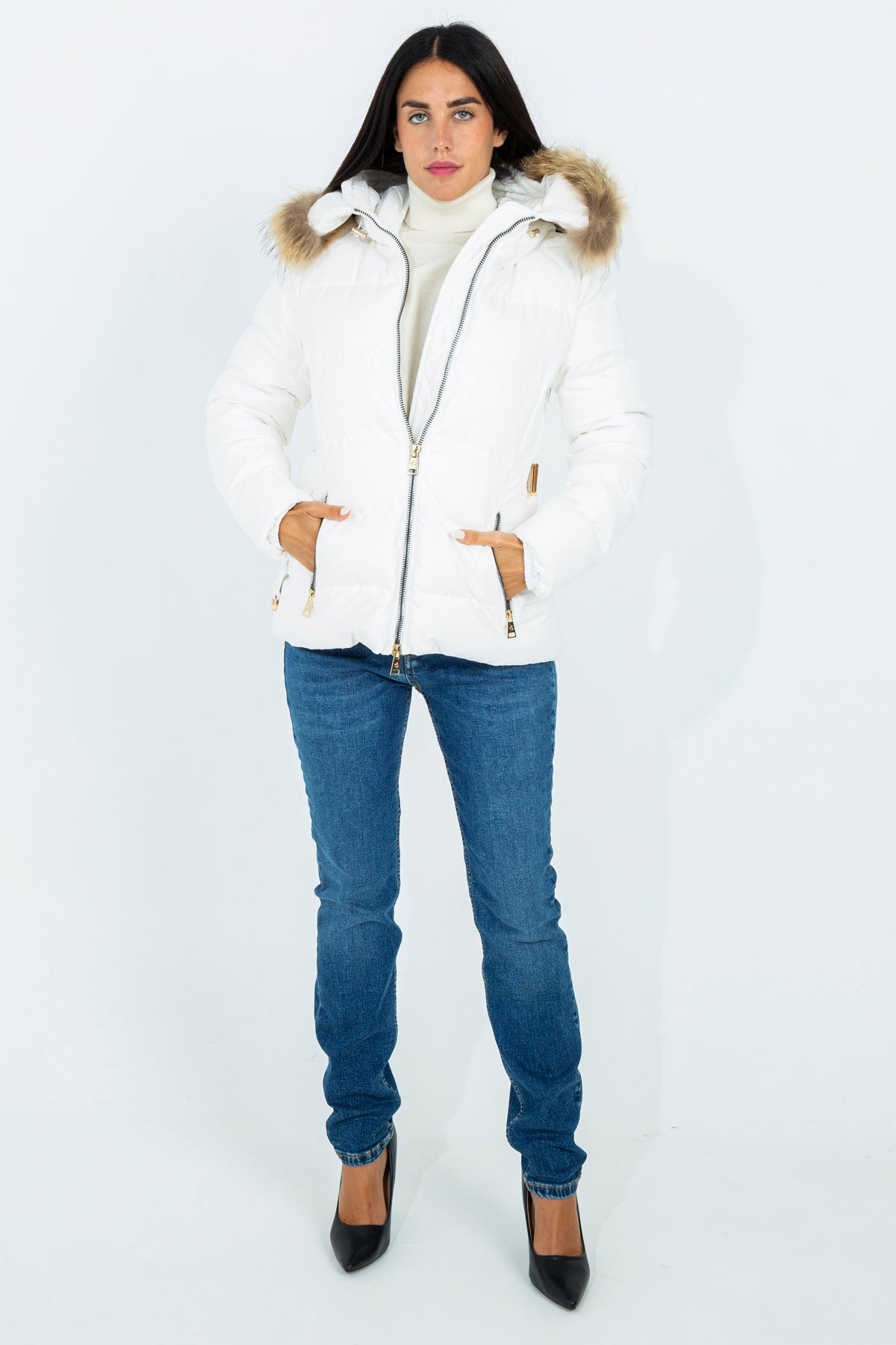 Short down jacket with fur