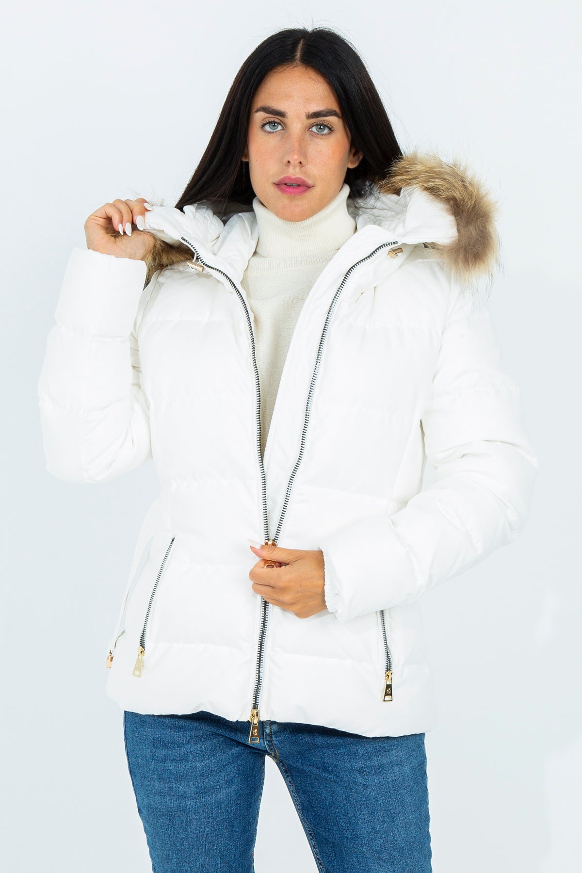 Short down jacket with fur