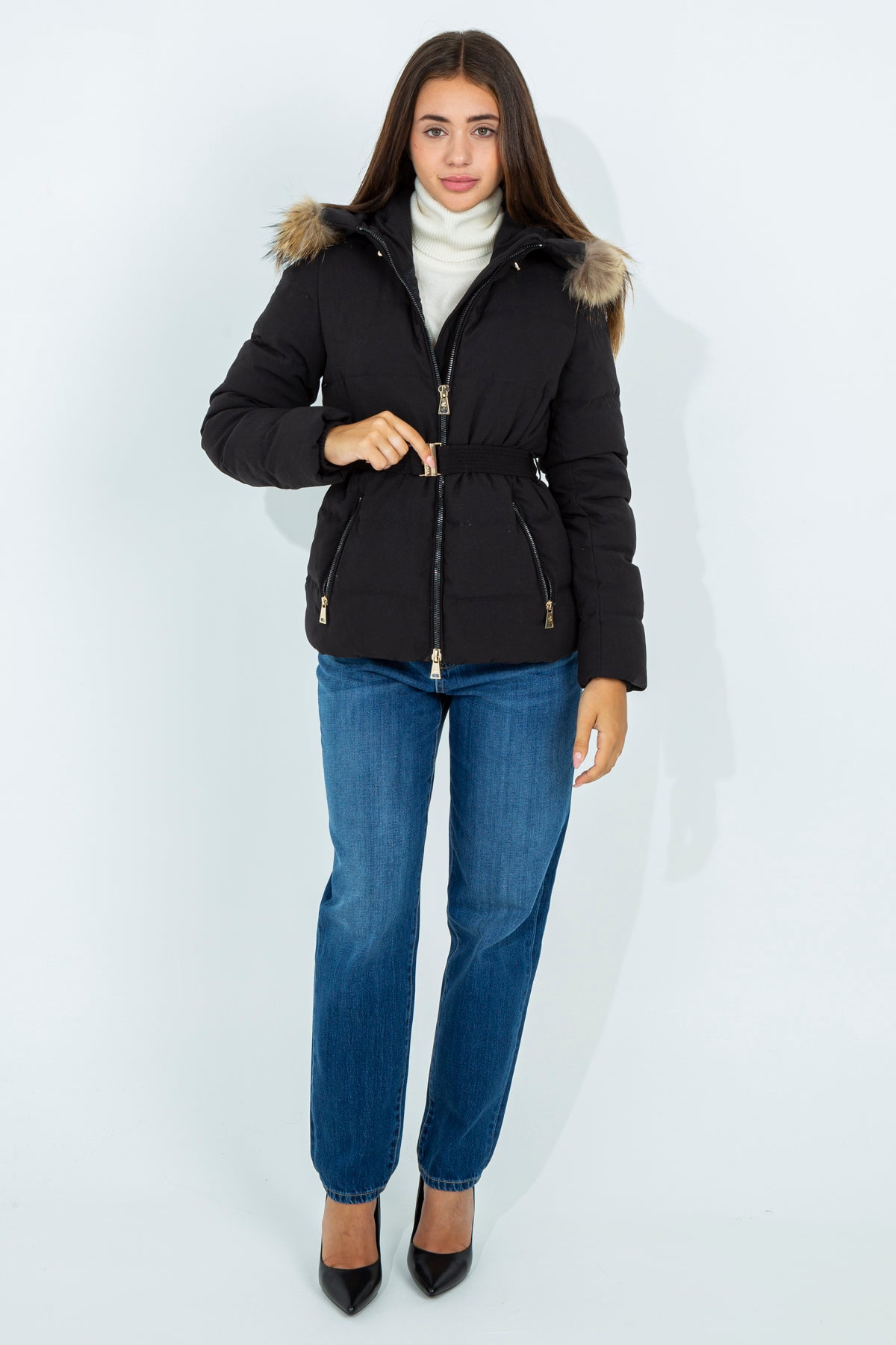 Short down jacket with fur