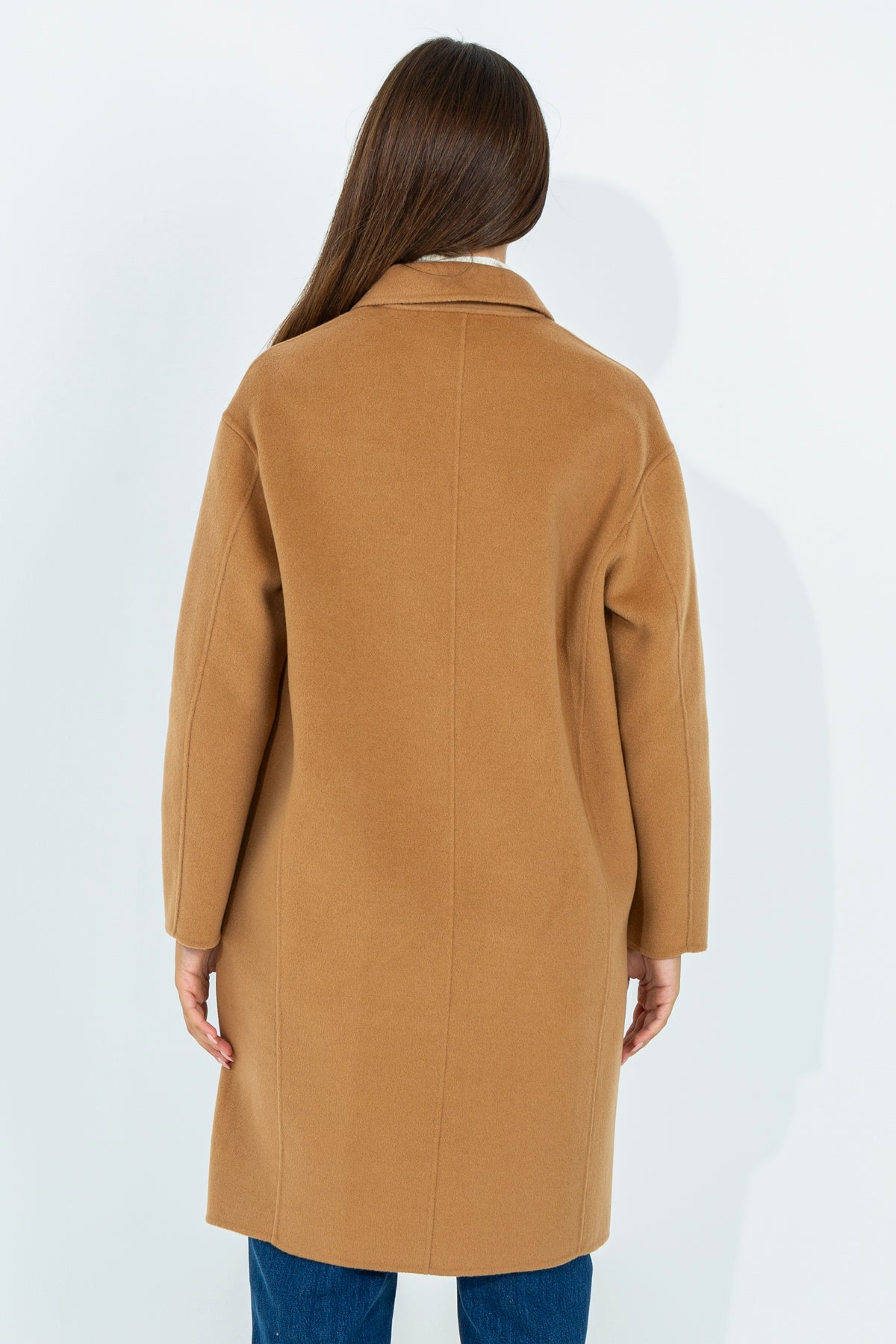 Solid color midi coat