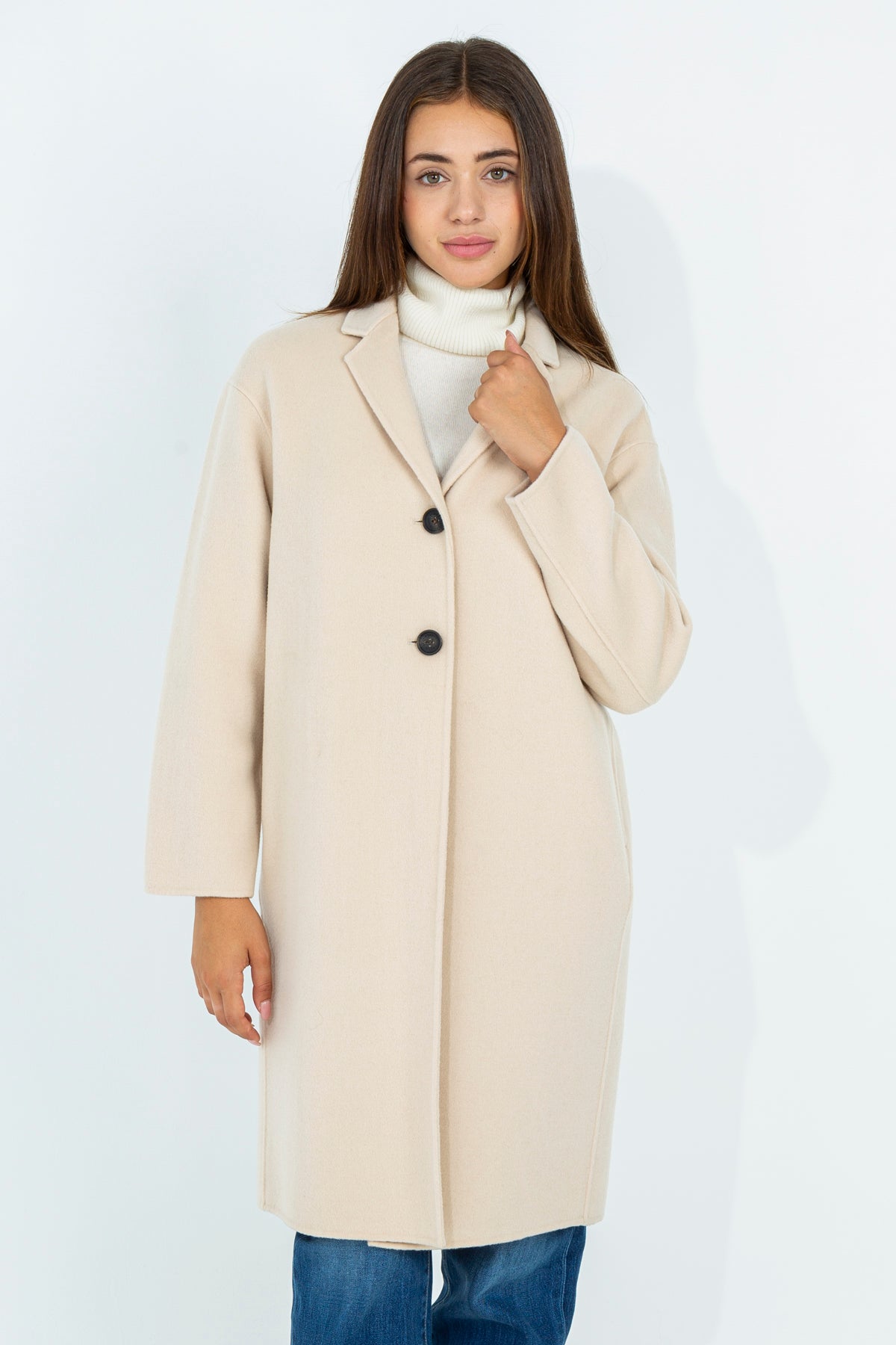 Solid color midi coat