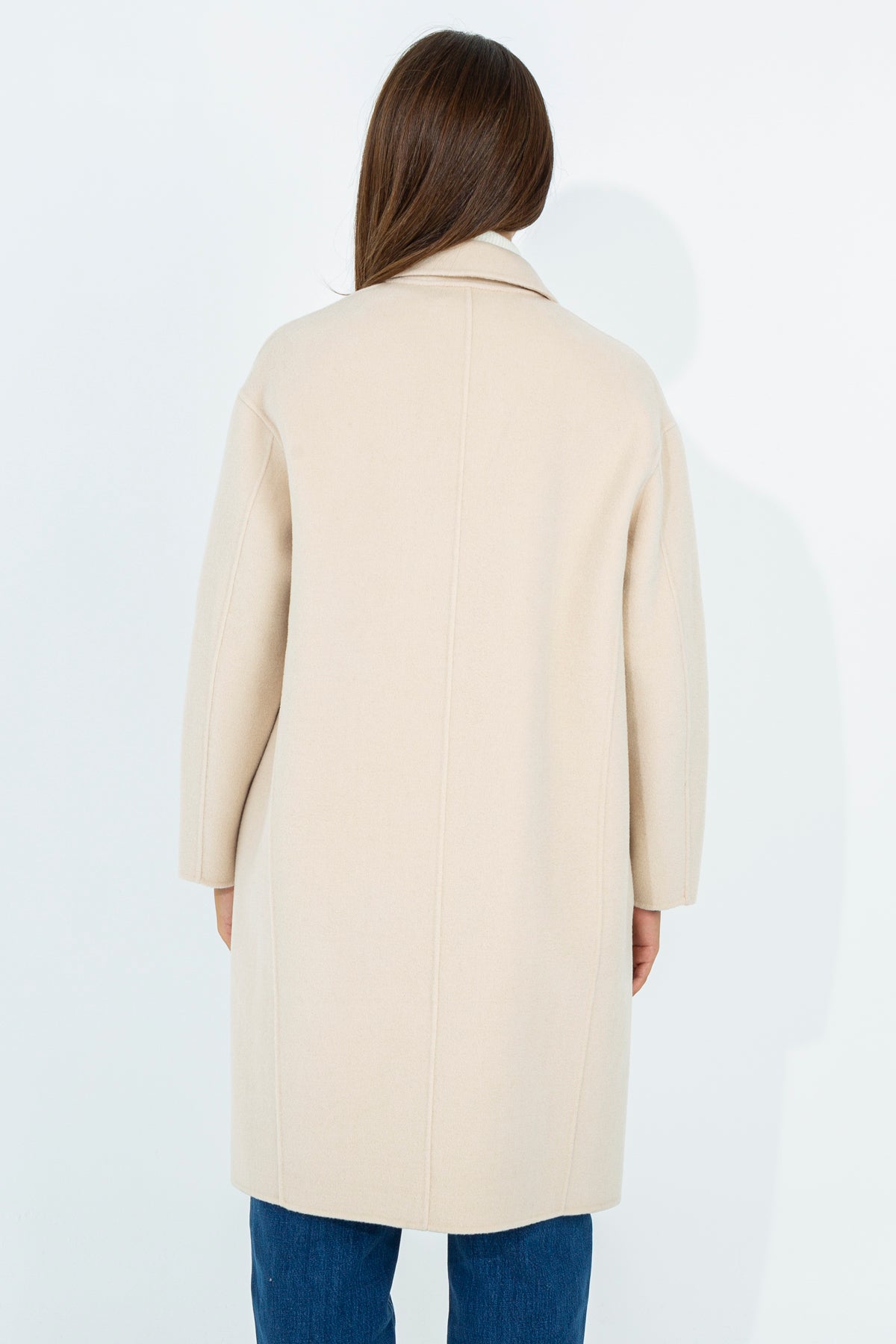 Solid color midi coat