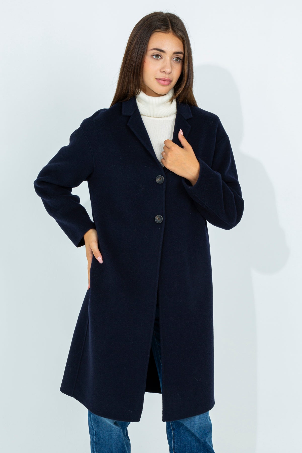 Solid color midi coat