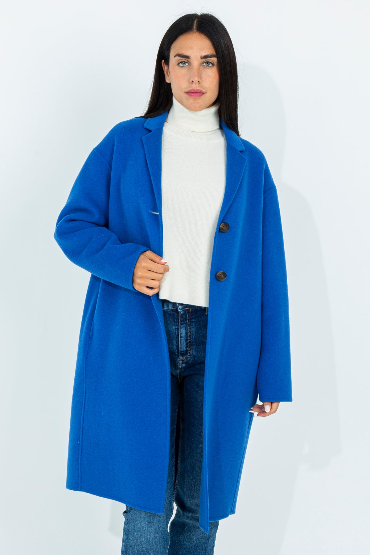 Solid color midi coat