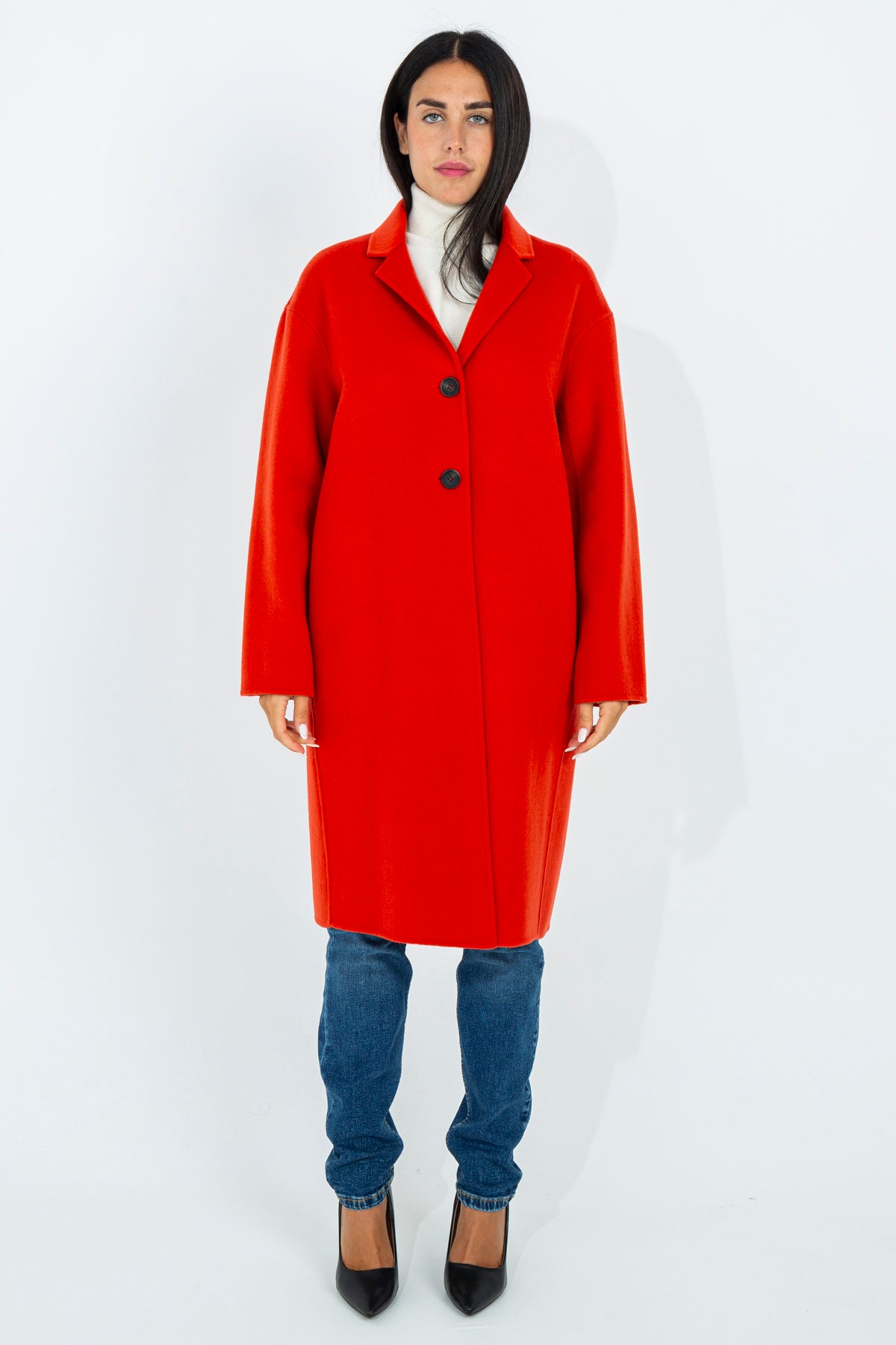 Solid color midi coat