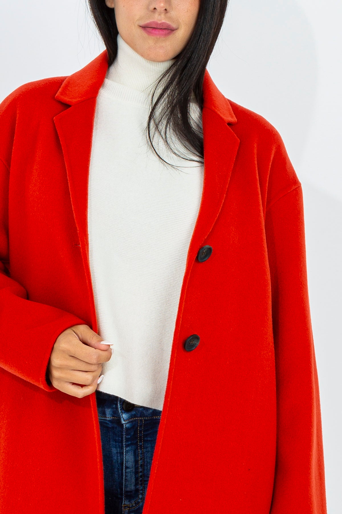 Solid color midi coat