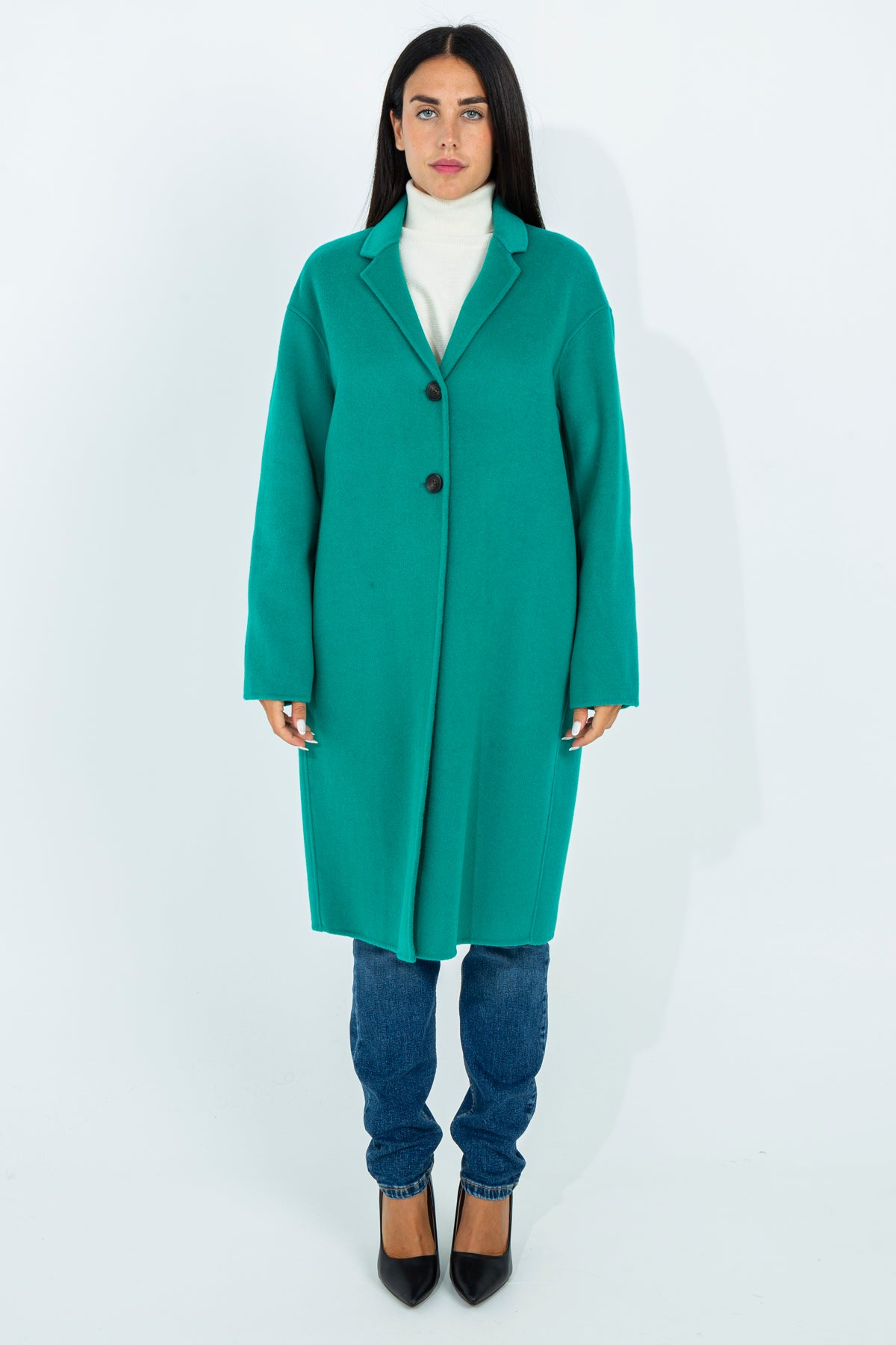 Solid color midi coat