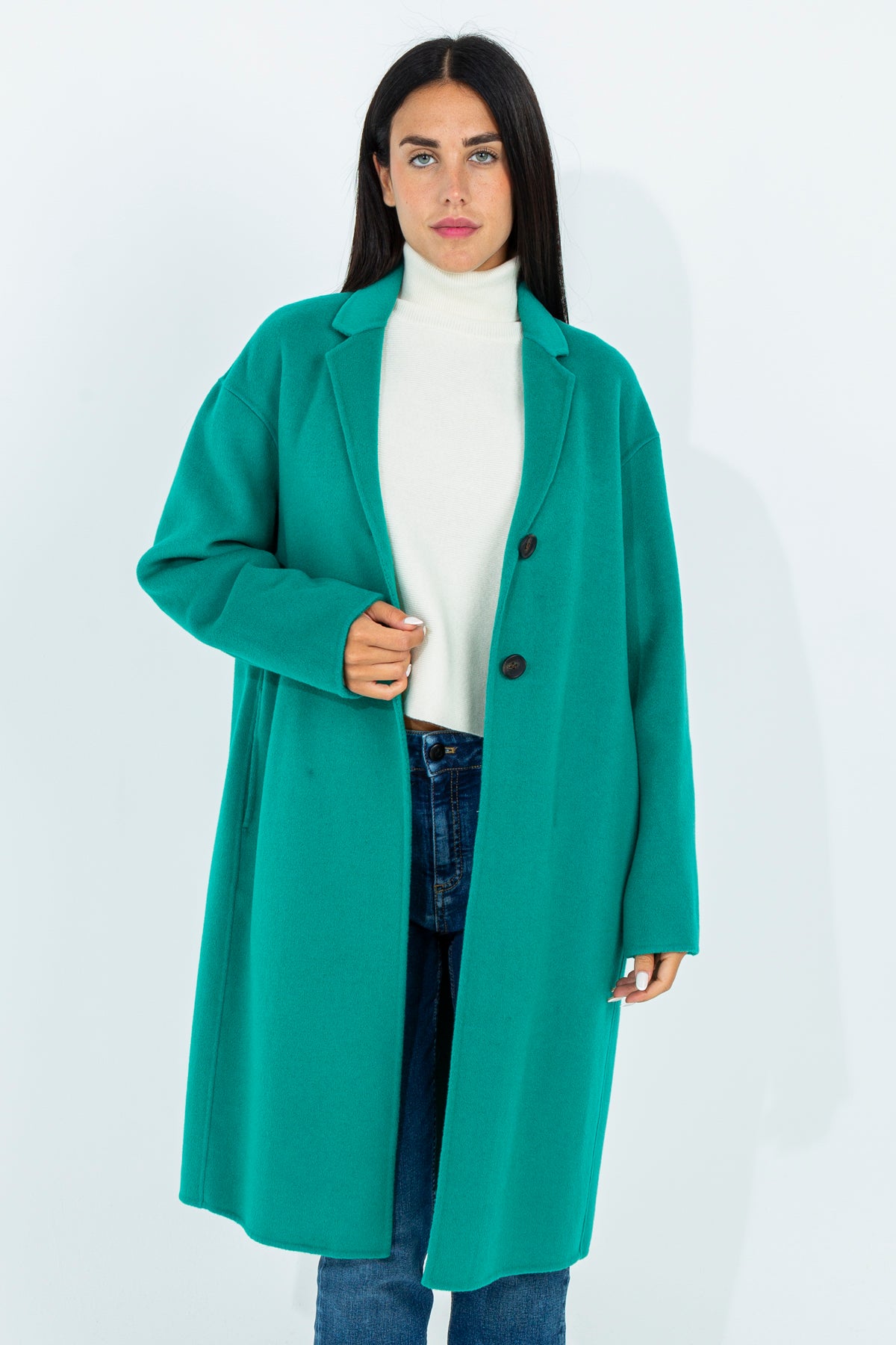 Solid color midi coat