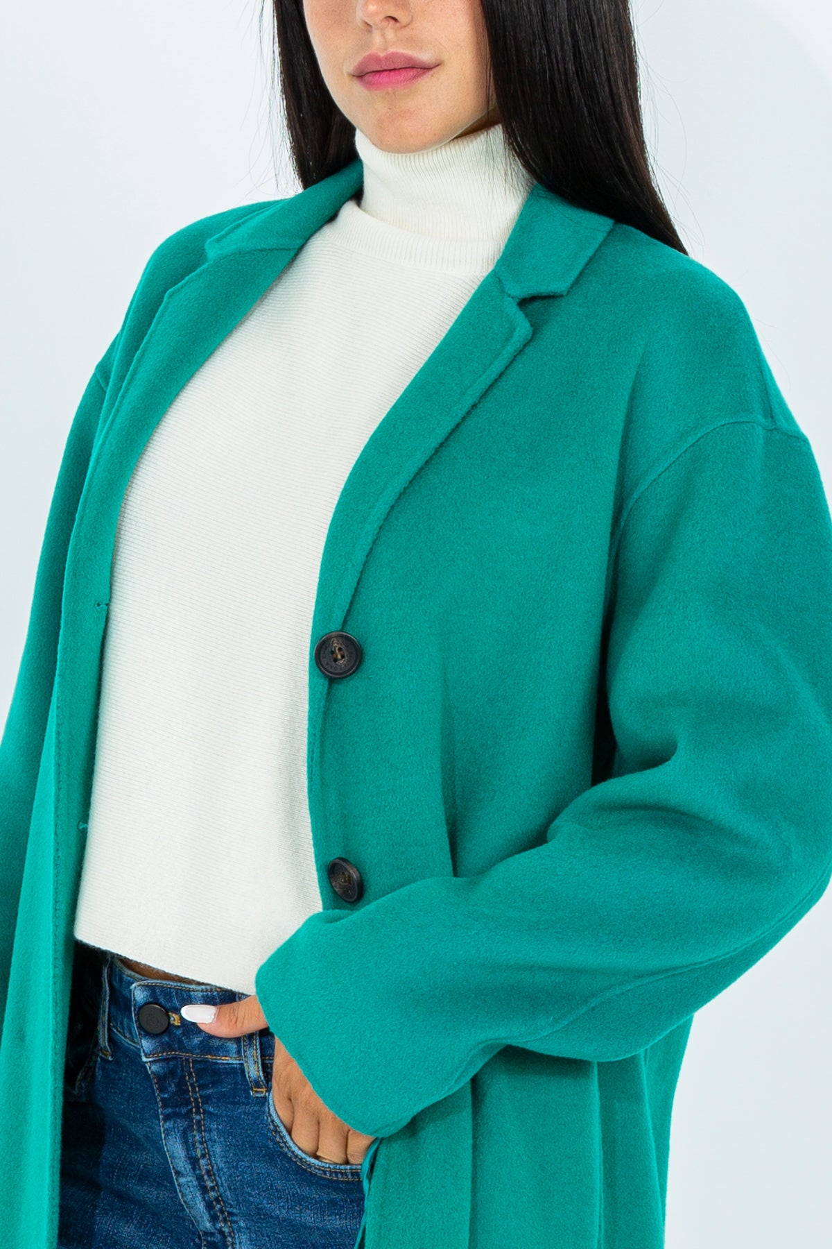 Solid color midi coat