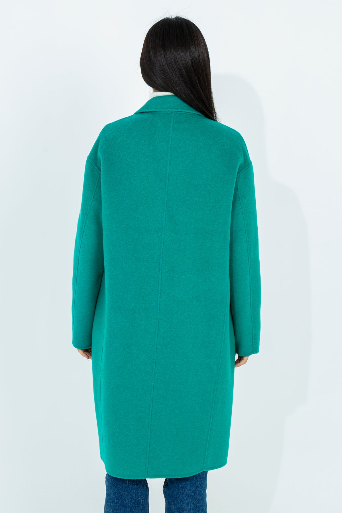 Solid color midi coat