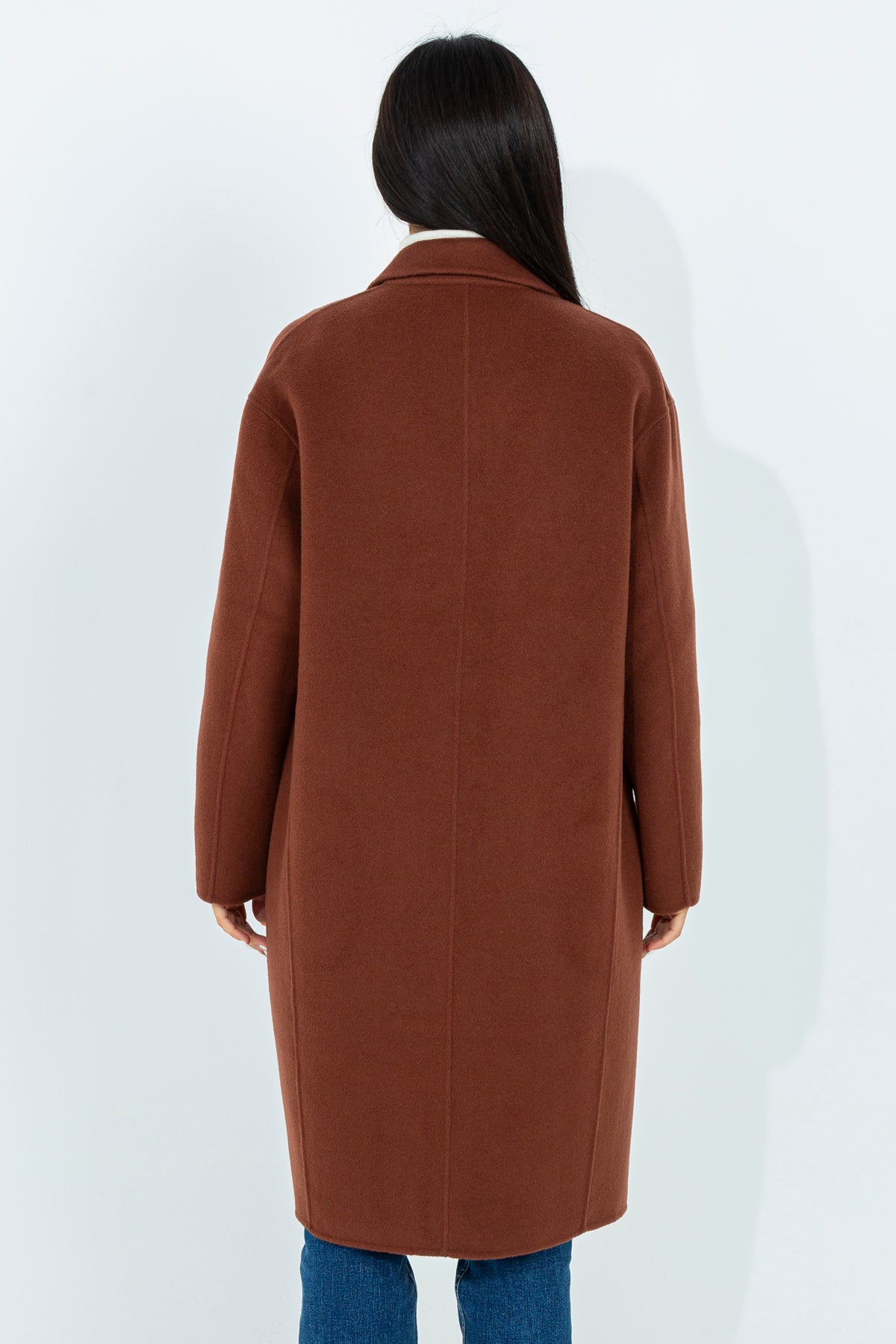 Solid color midi coat