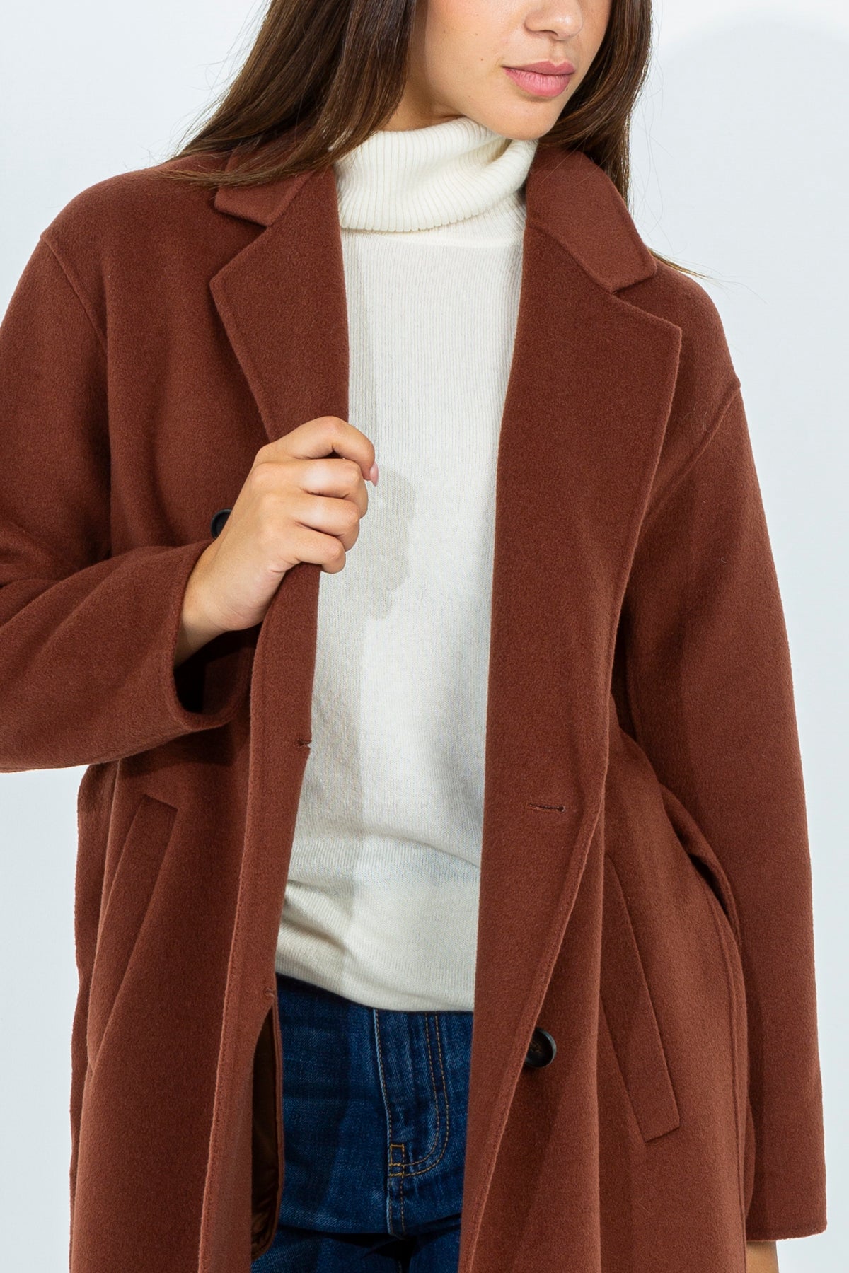 Long solid color coat