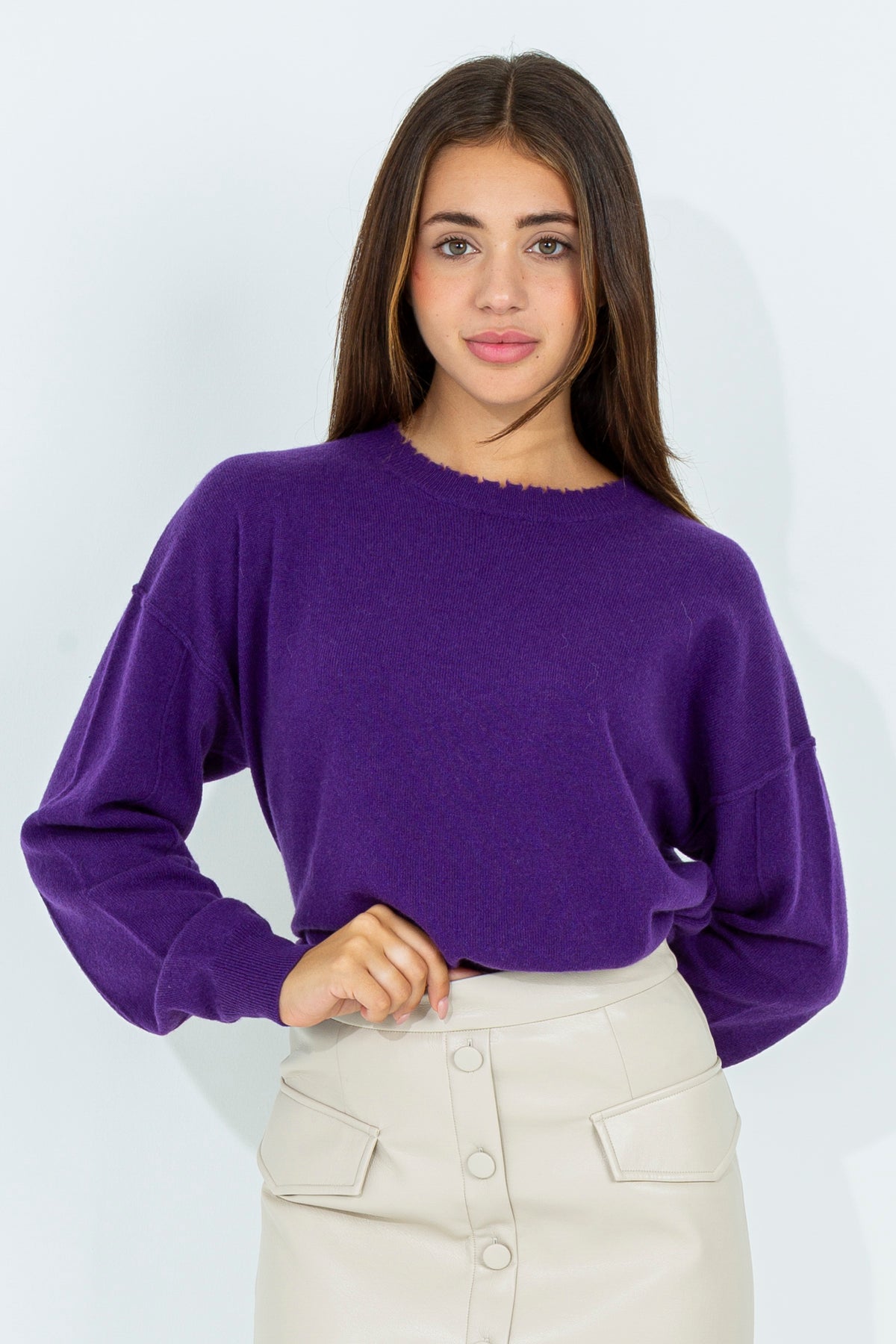 Cashmere boxy crewneck sweater