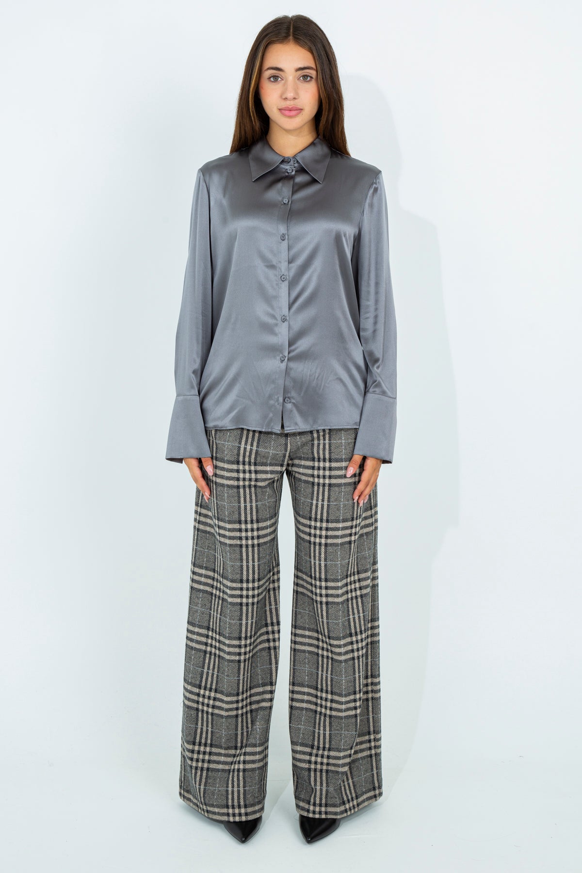 Check pattern palazzo pants