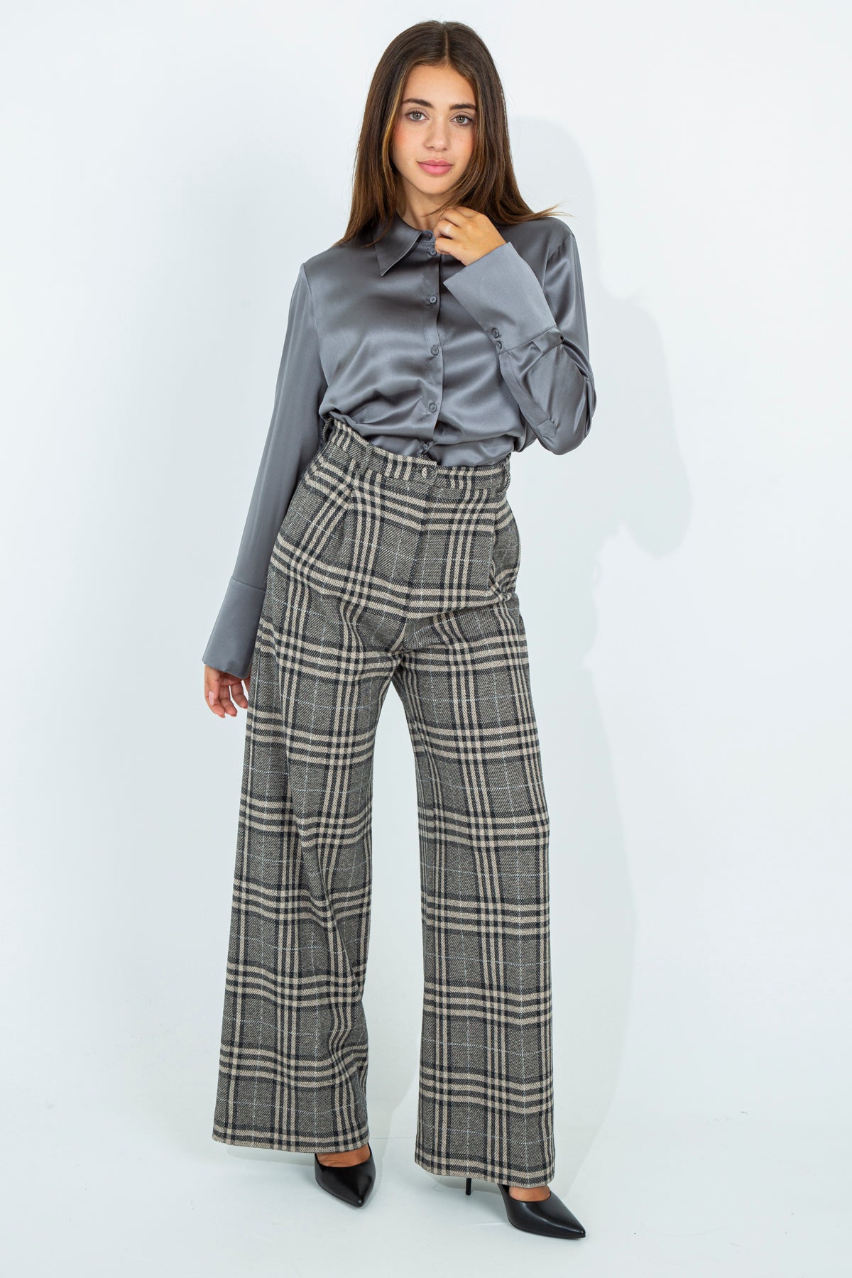 Check pattern palazzo pants