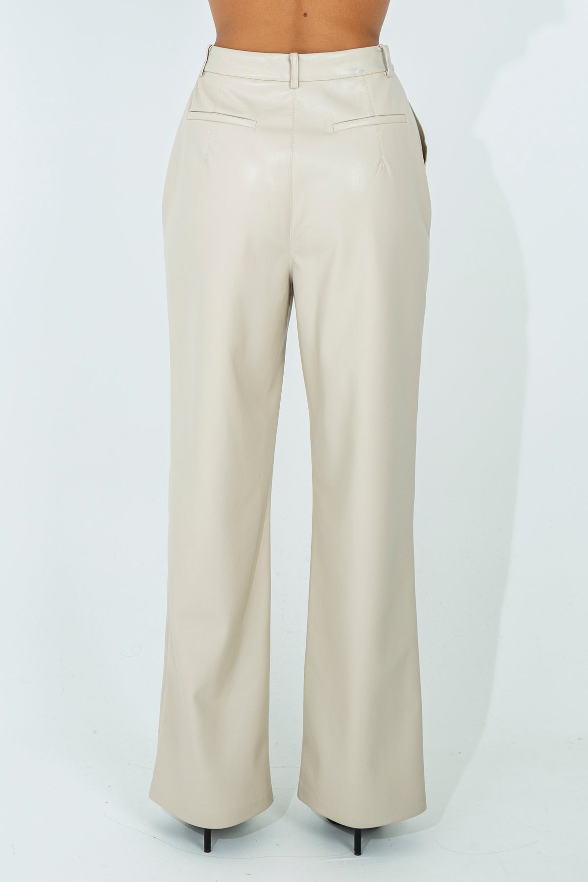 Faux leather palazzo pants