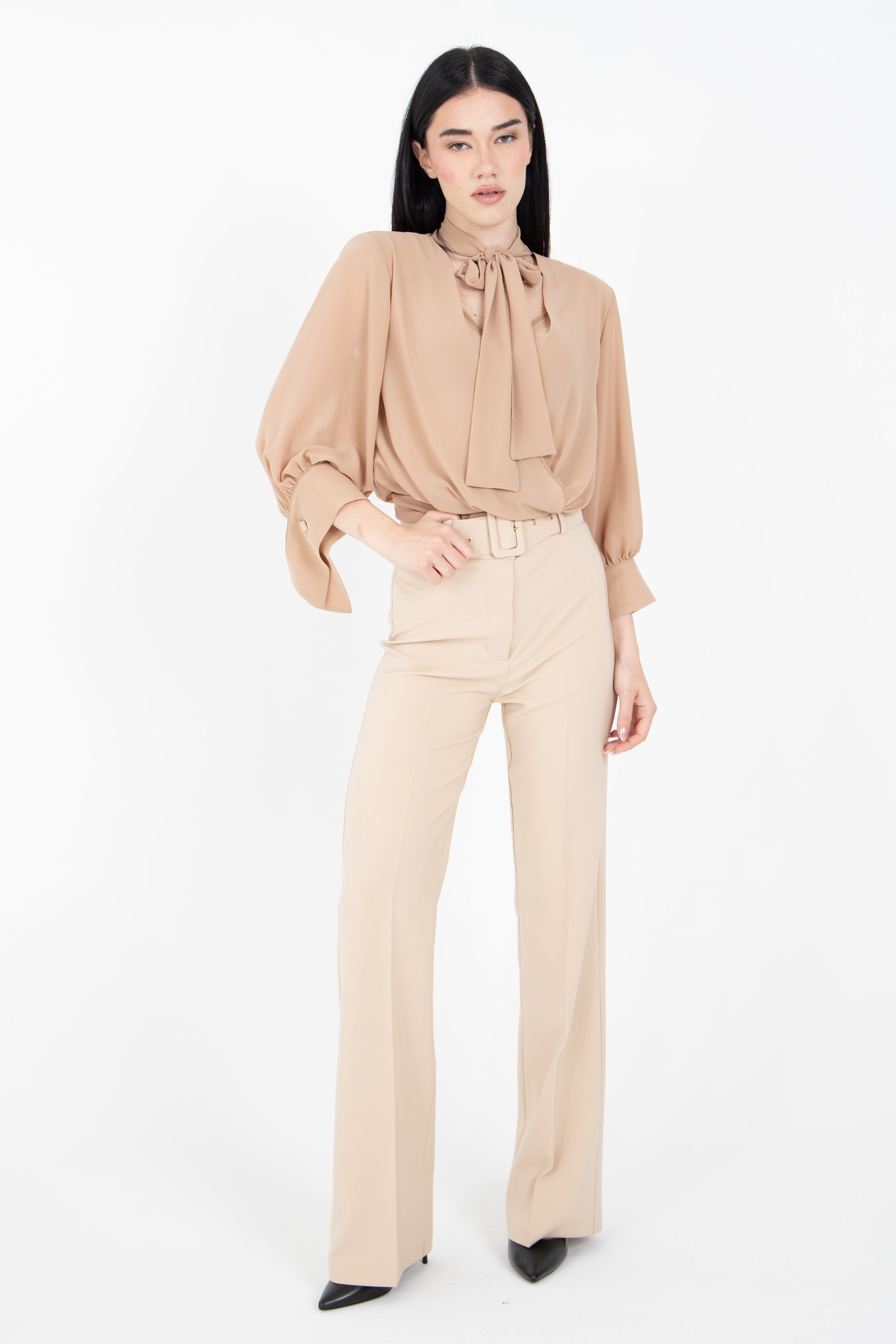 Body in georgette con profonda scollatura