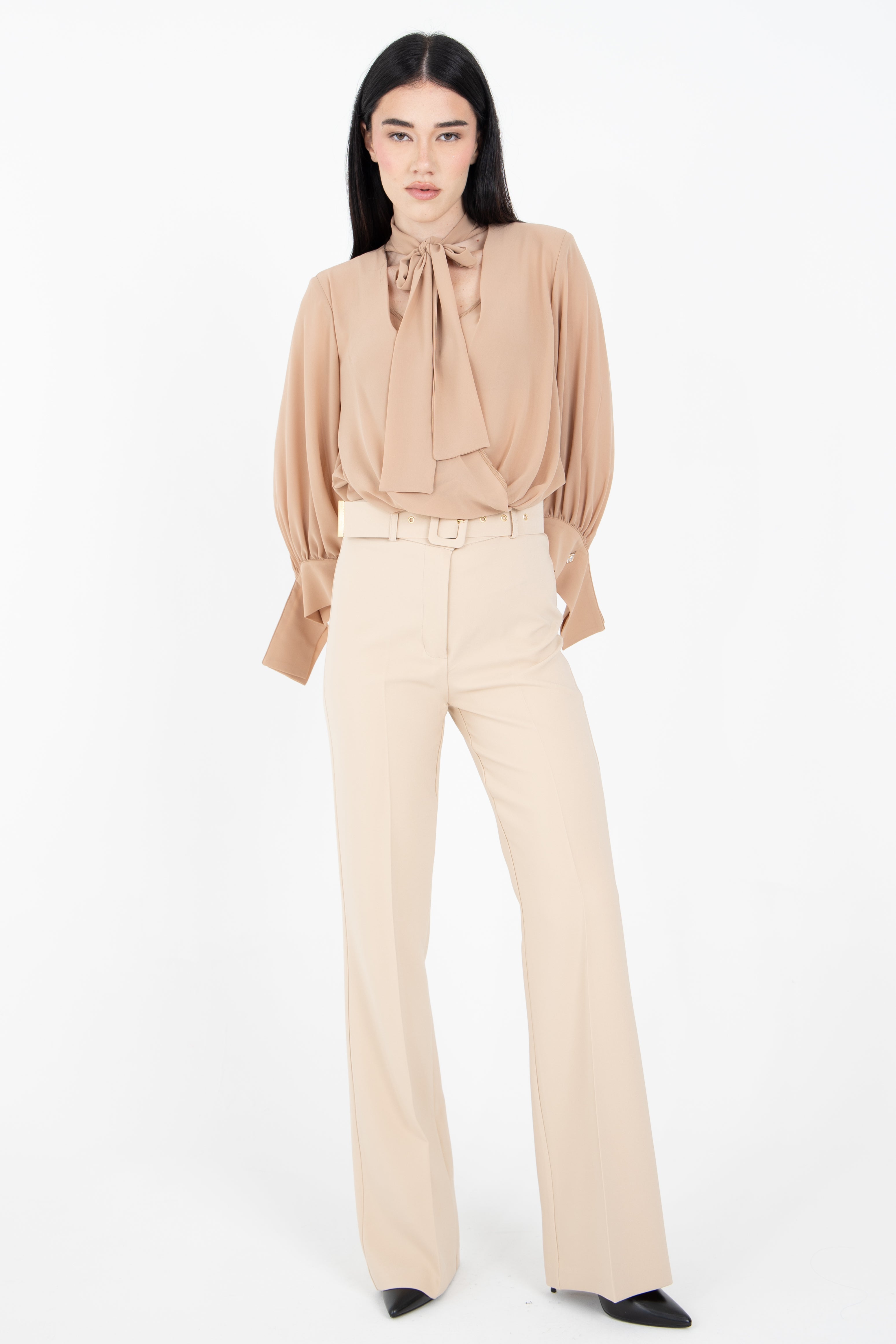 Body in georgette con profonda scollatura