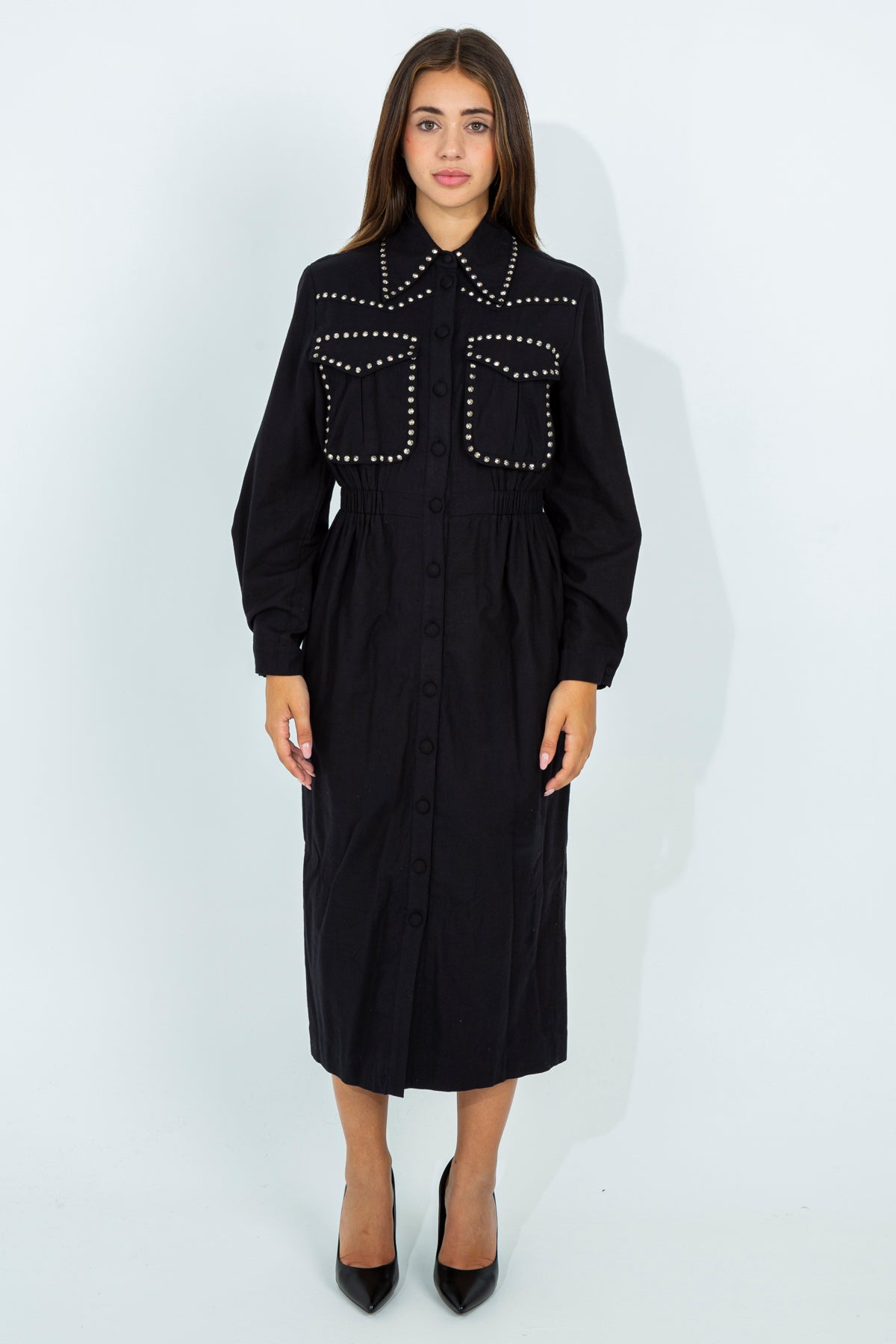 Shirt dress with studs