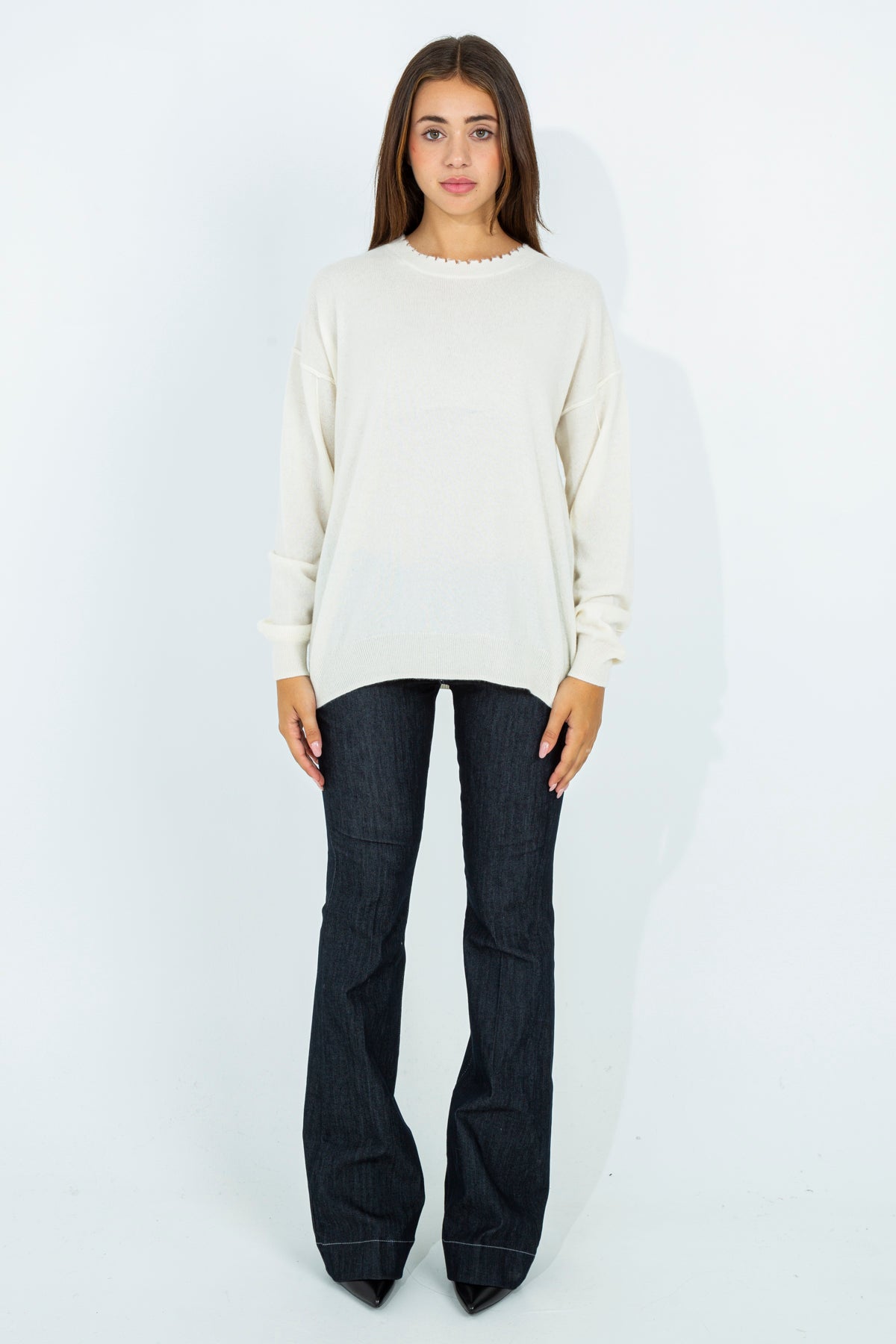 Cashmere boxy crewneck sweater