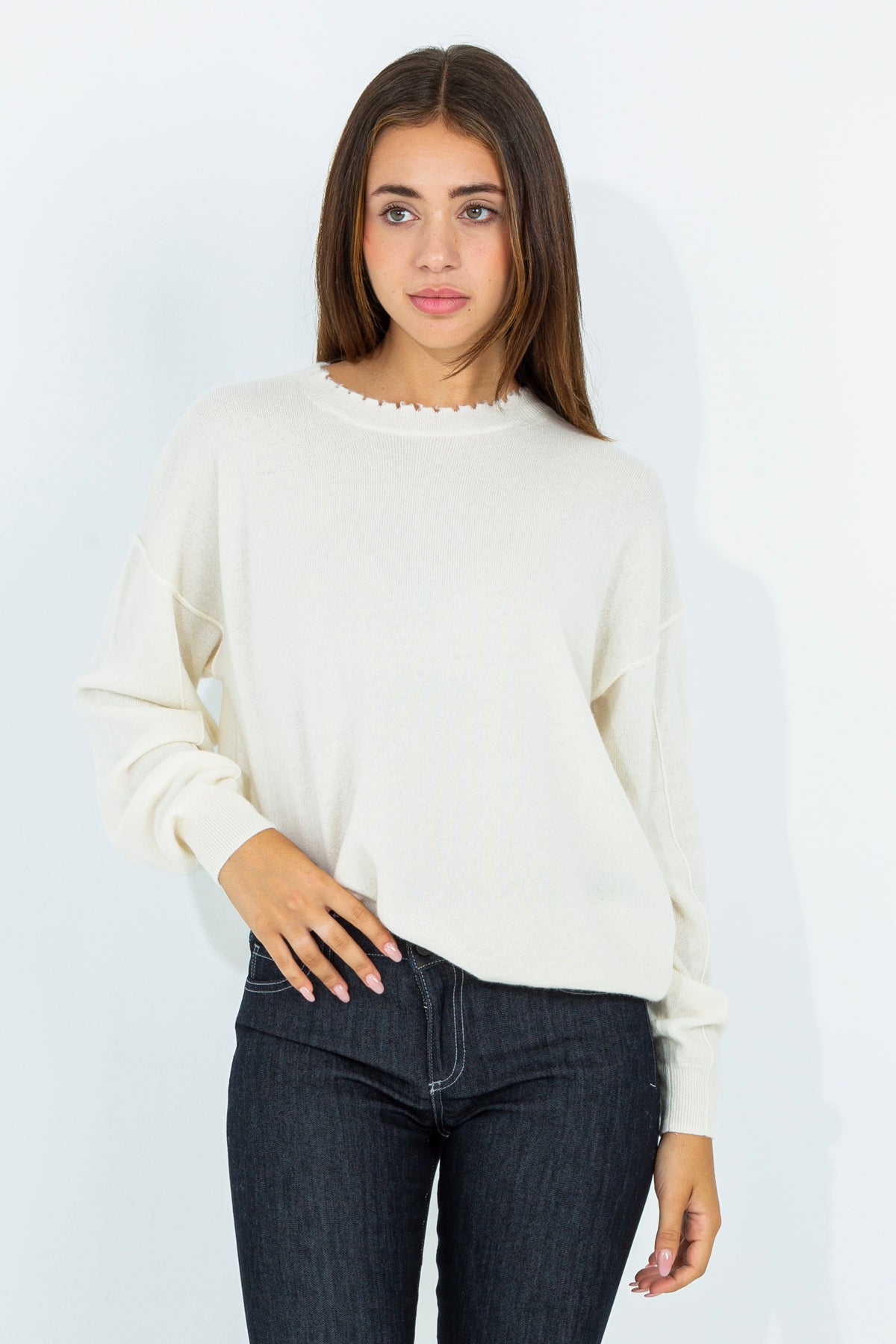 Cashmere boxy crewneck sweater