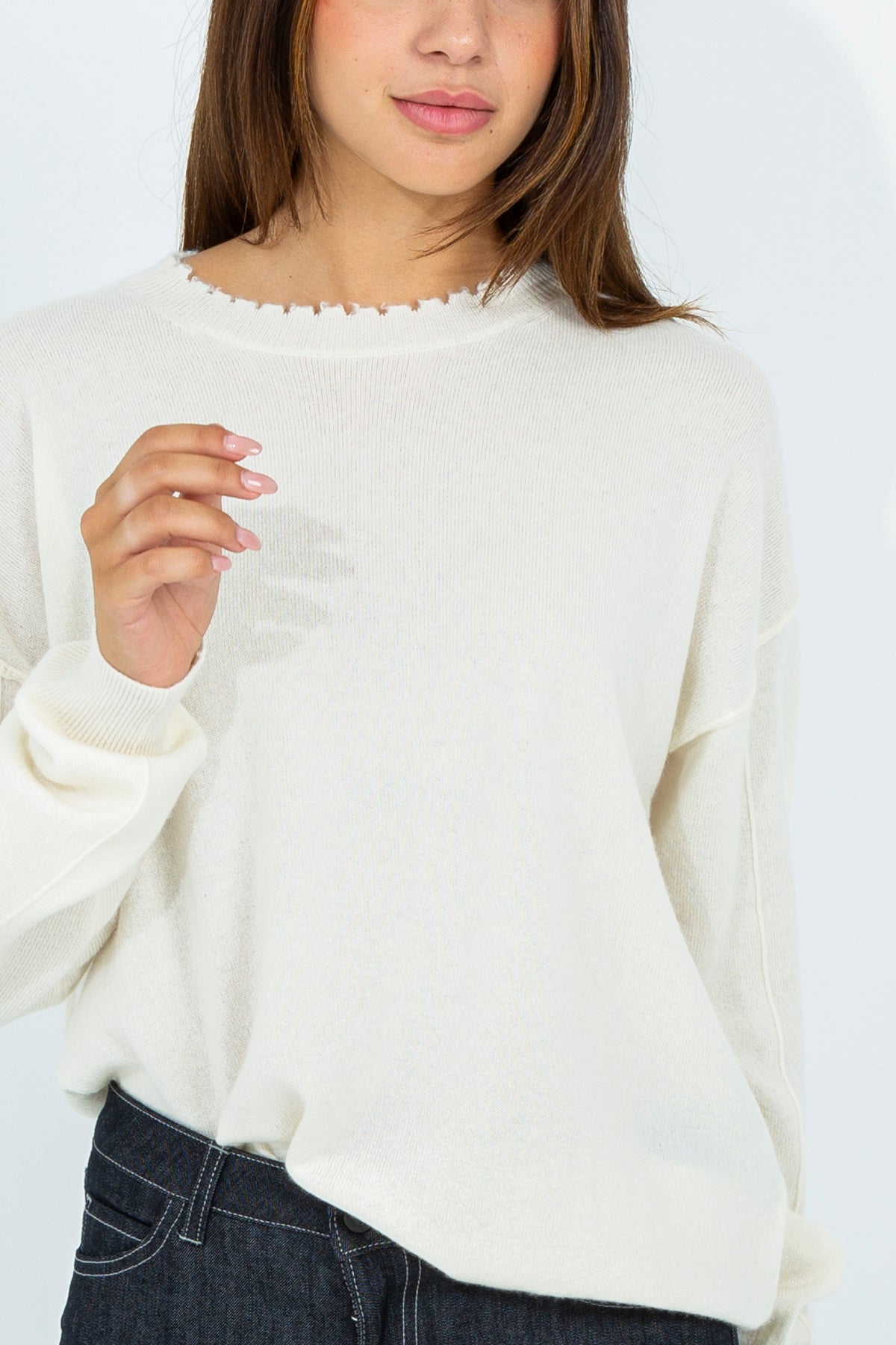 Cashmere boxy crewneck sweater