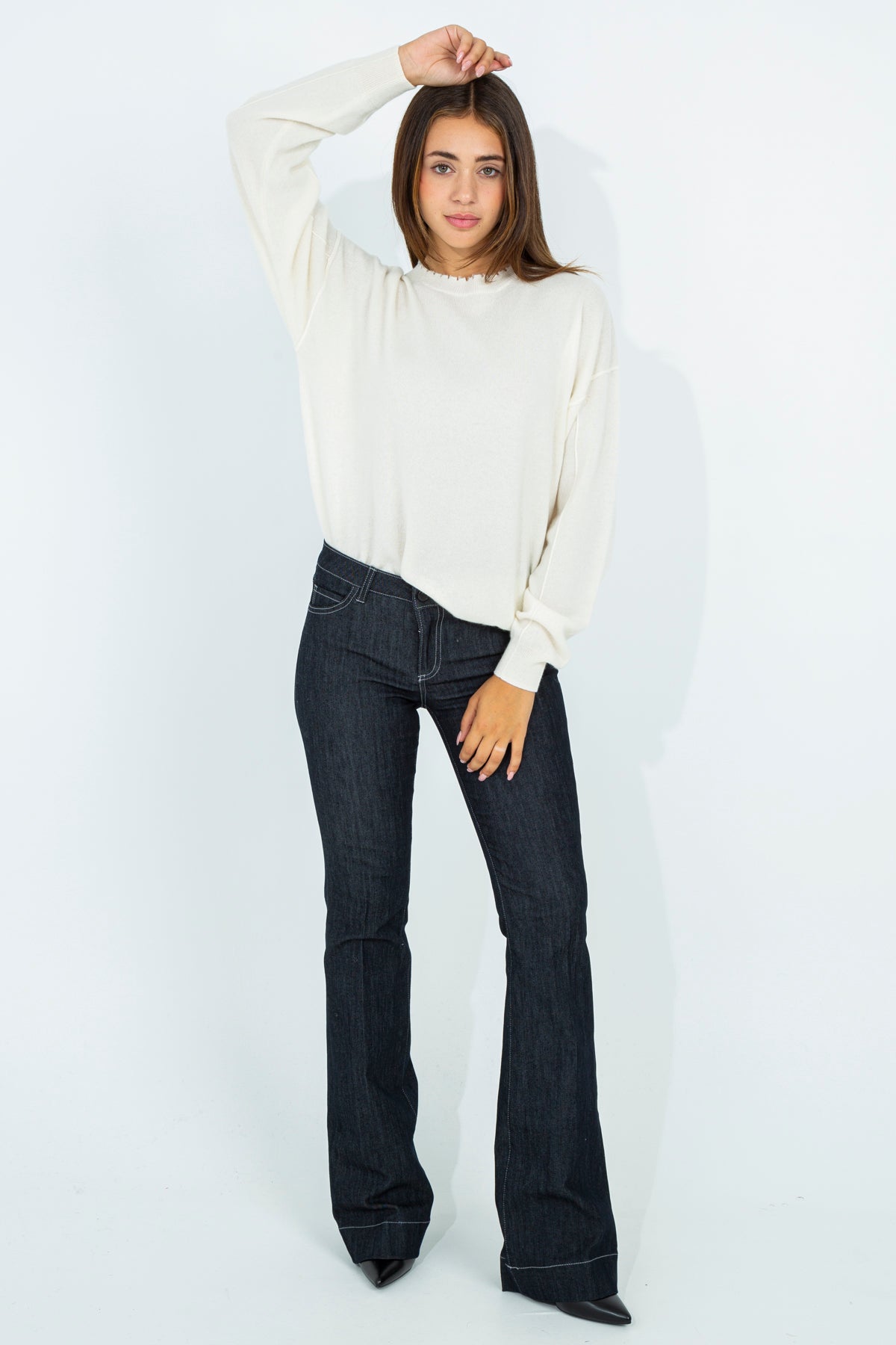 Cashmere boxy crewneck sweater