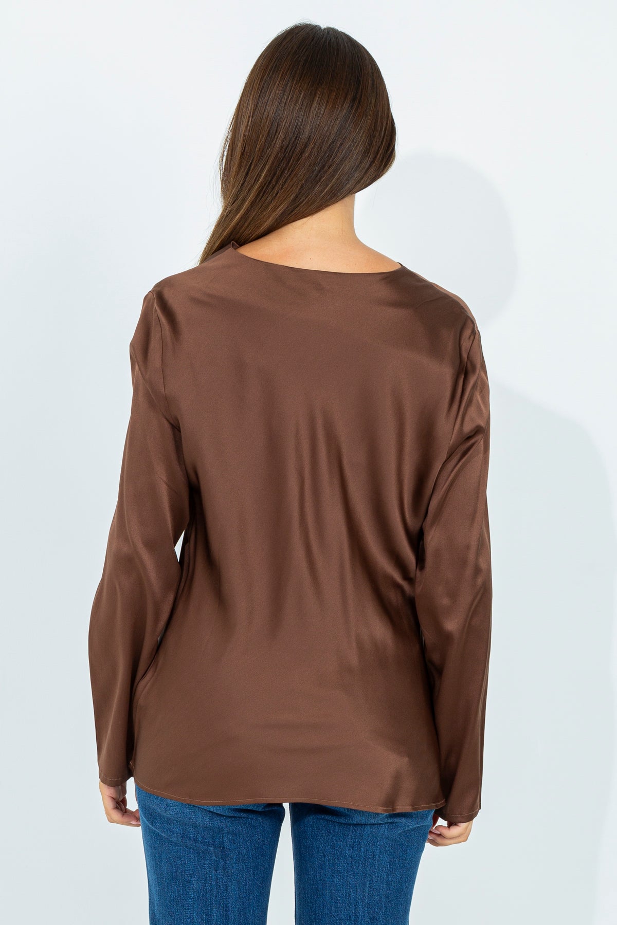 Silk blouse with cowl neckline