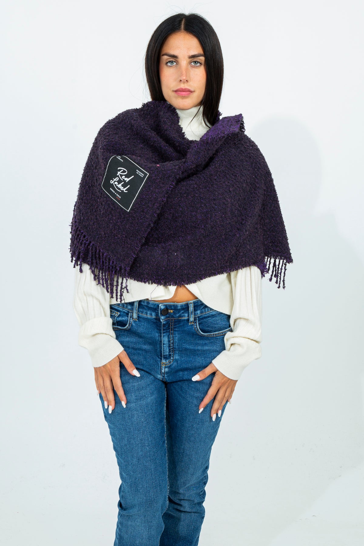 Maxi scarf in bouckle' wool