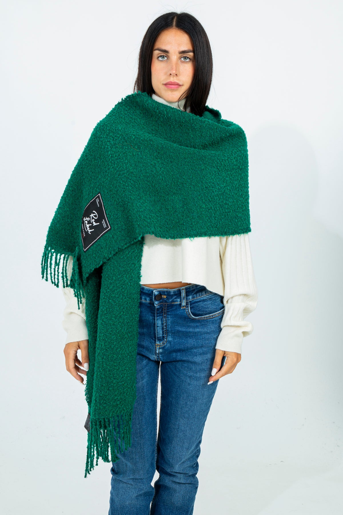 Maxi scarf in bouckle' wool