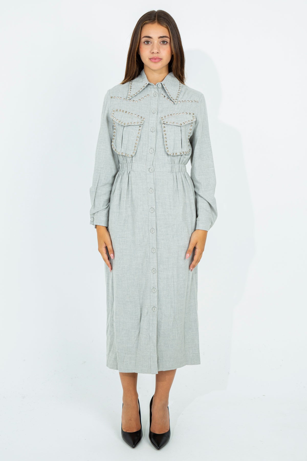 Shirt dress with studs