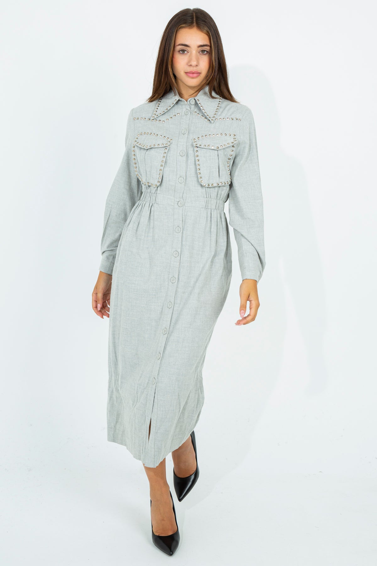 Shirt dress with studs