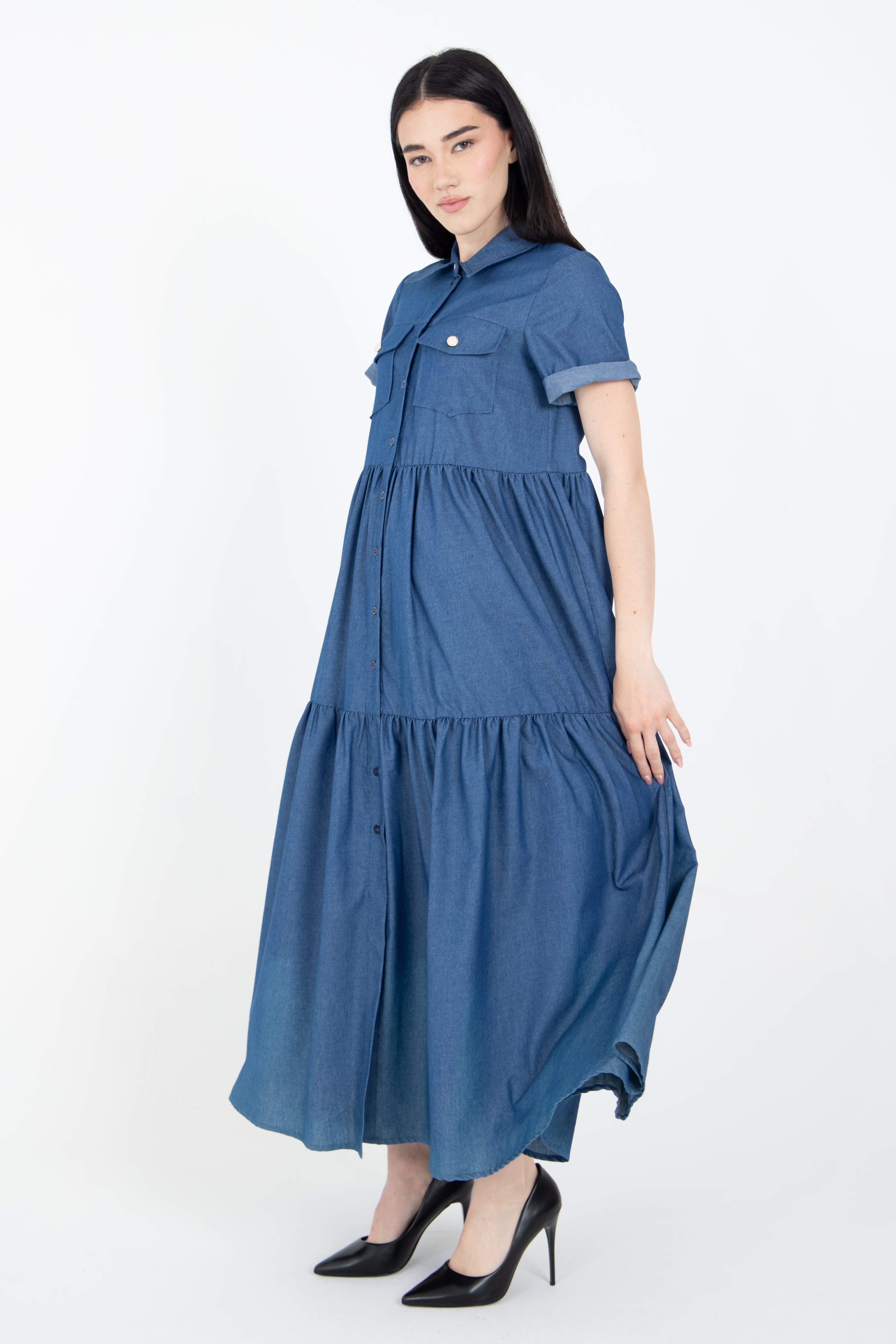 Abito grembiule in tessuto denim