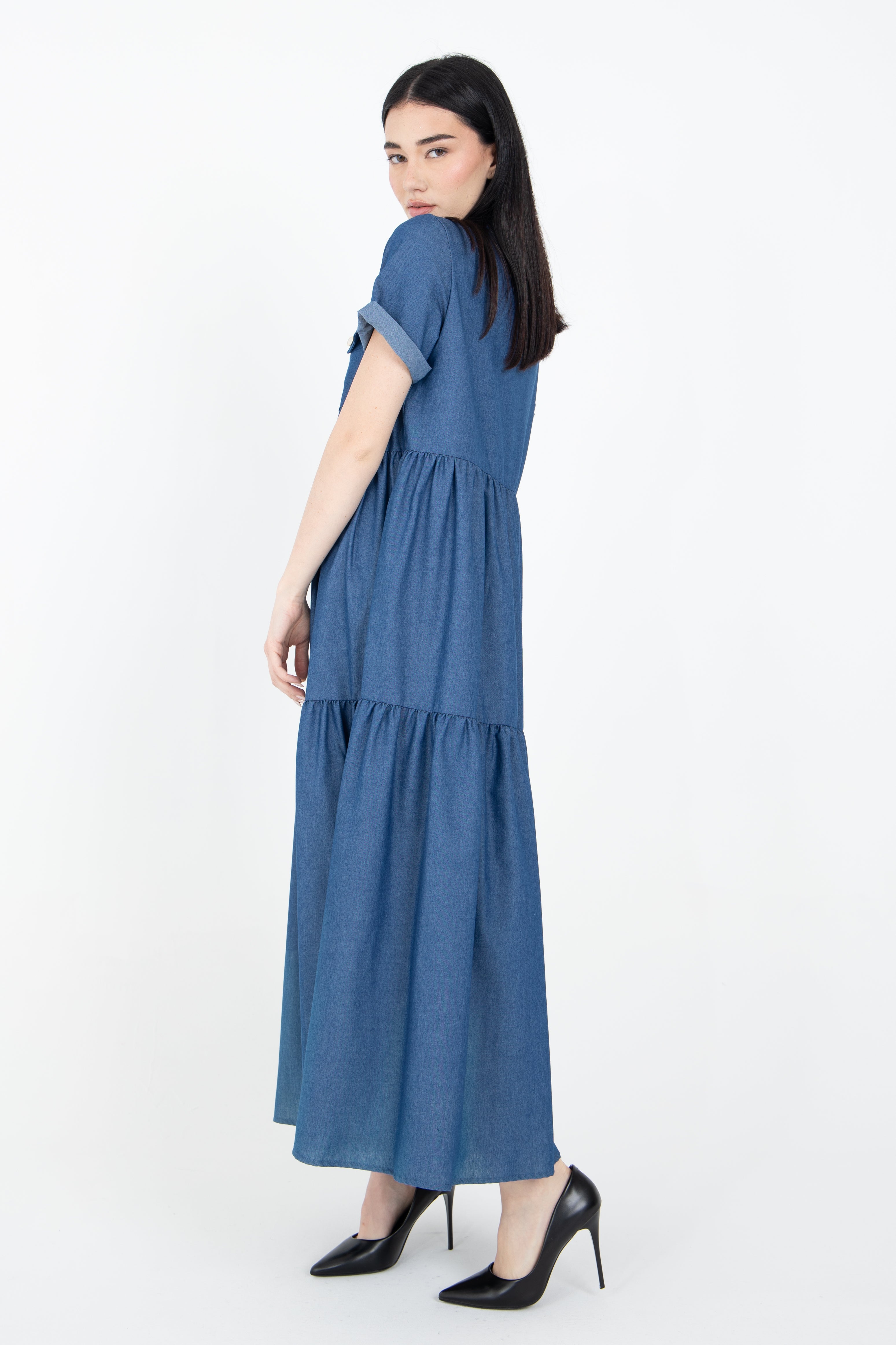 Abito grembiule in tessuto denim