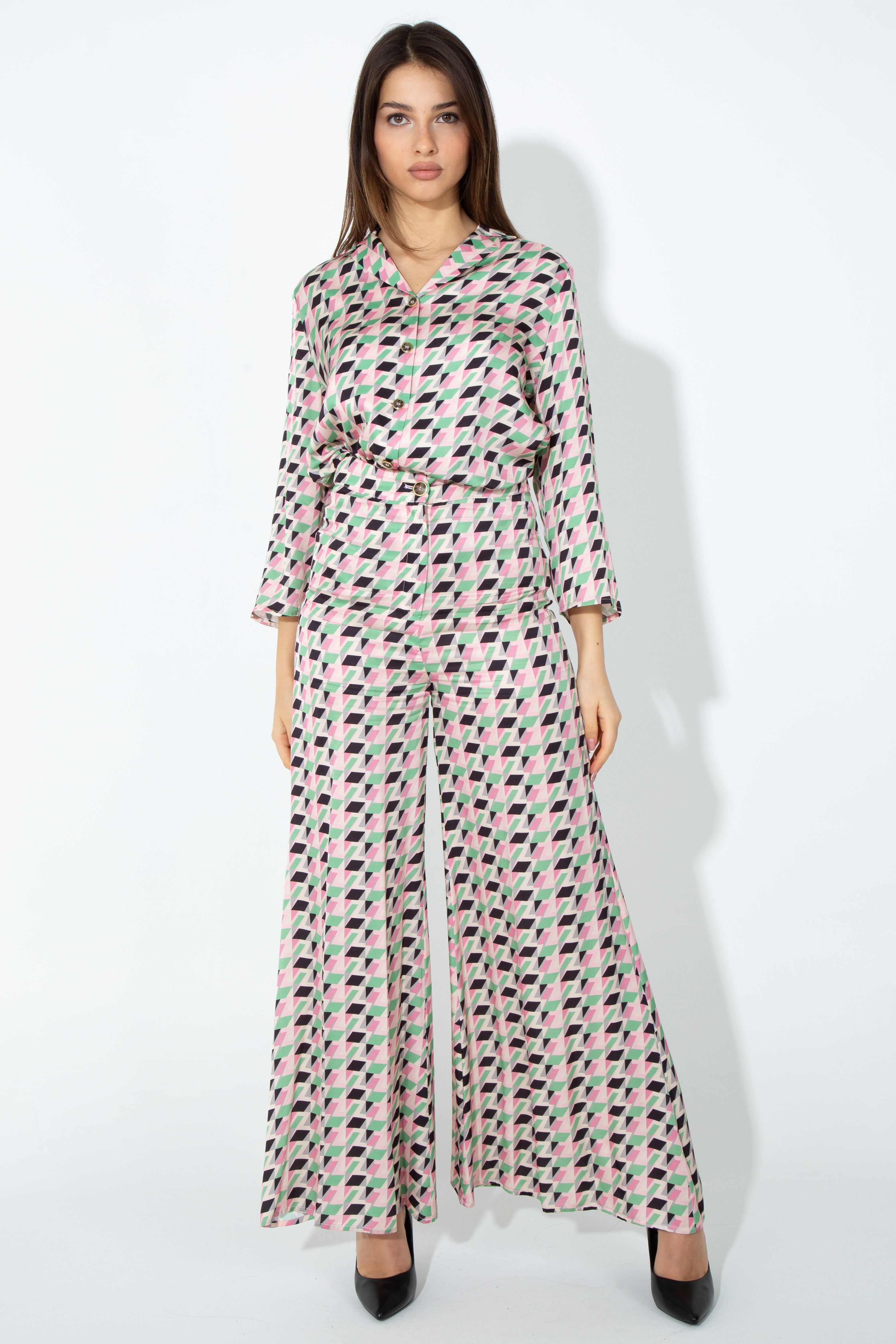 Pantalone palazzo in tessuto scivolato