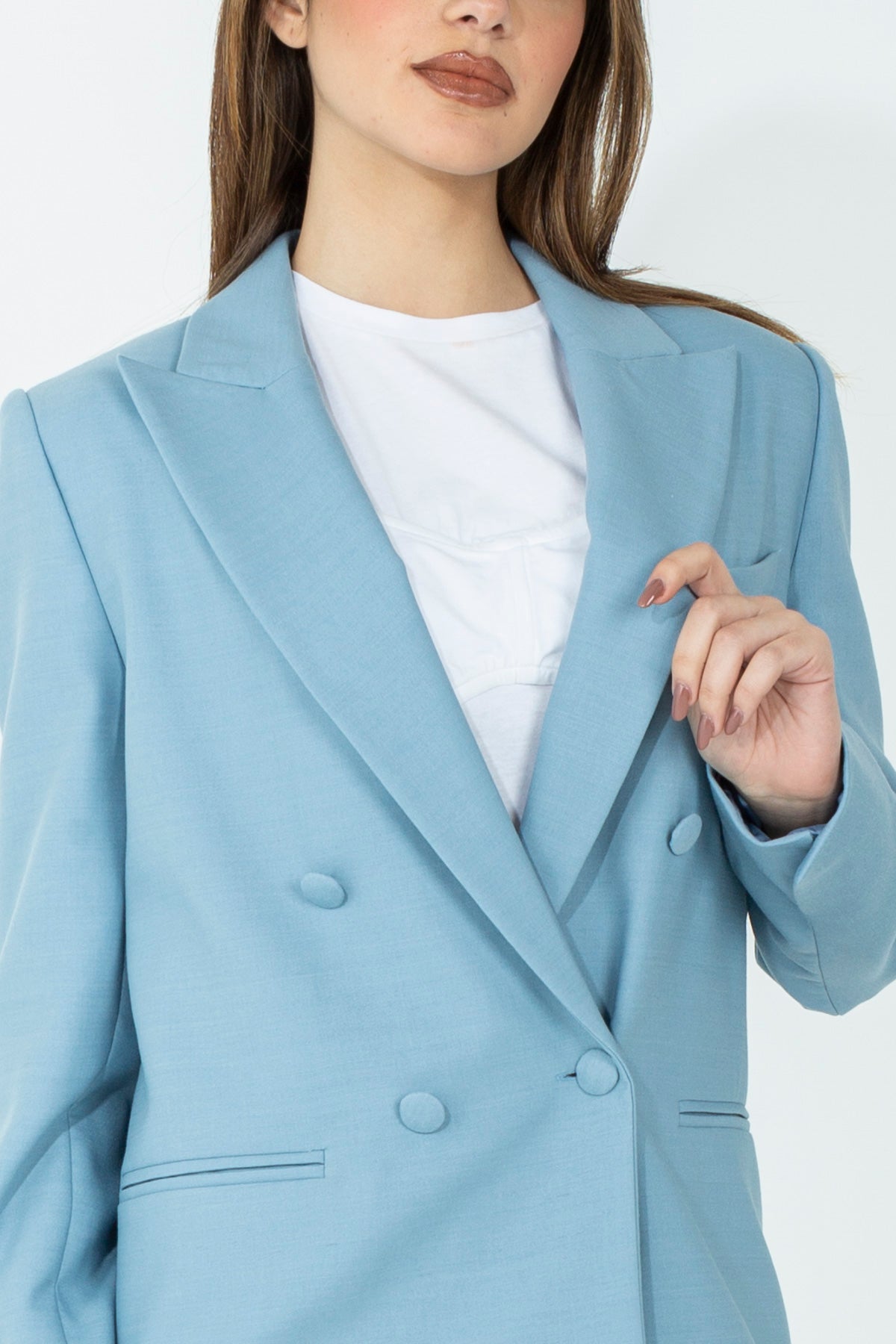 Giacca doppiopetto con bottoni in tono