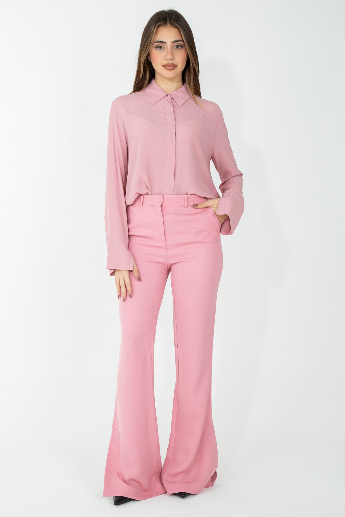 Camicia basic in misto seta