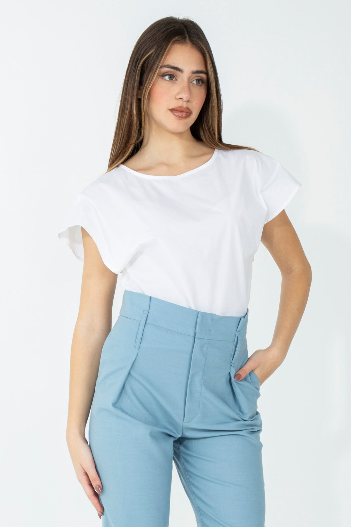 Blusa in cotone strech