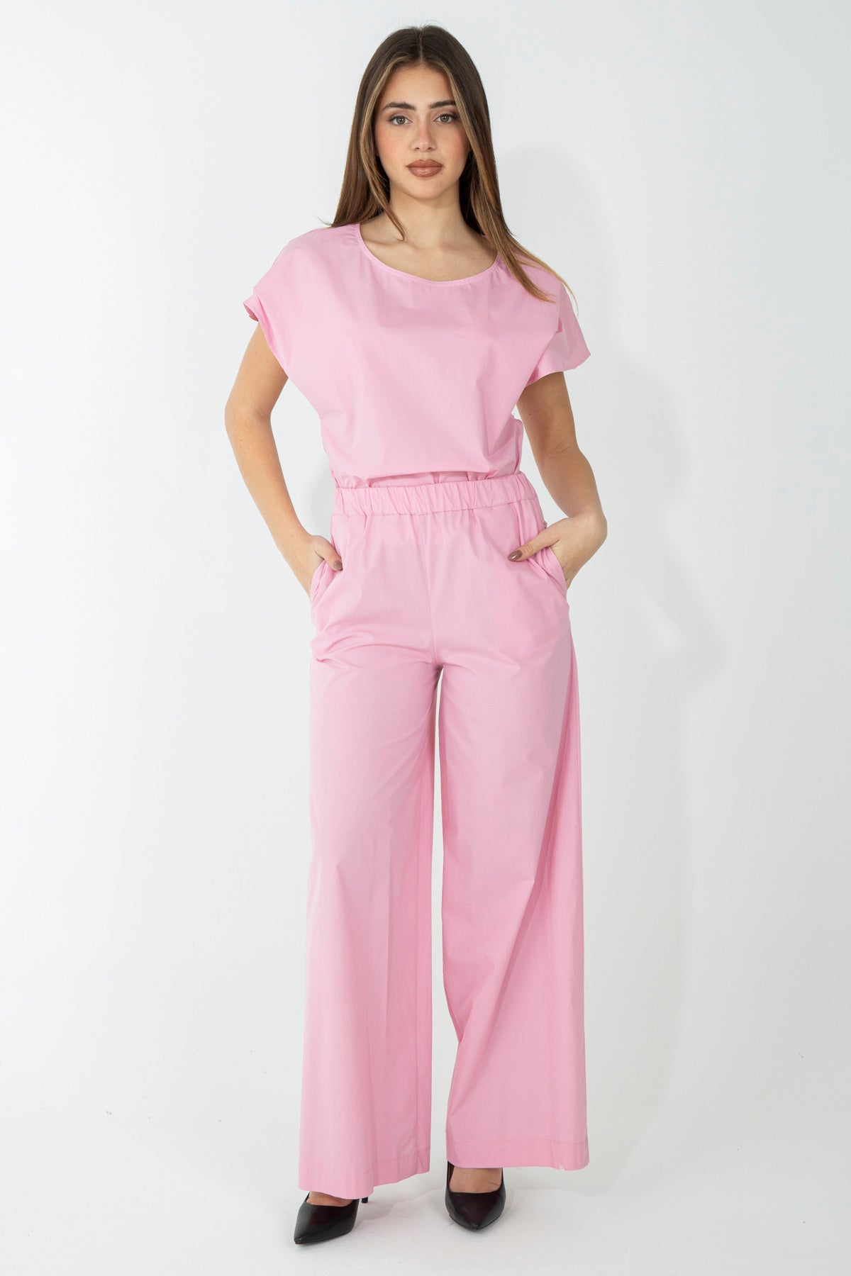 Blusa in cotone strech