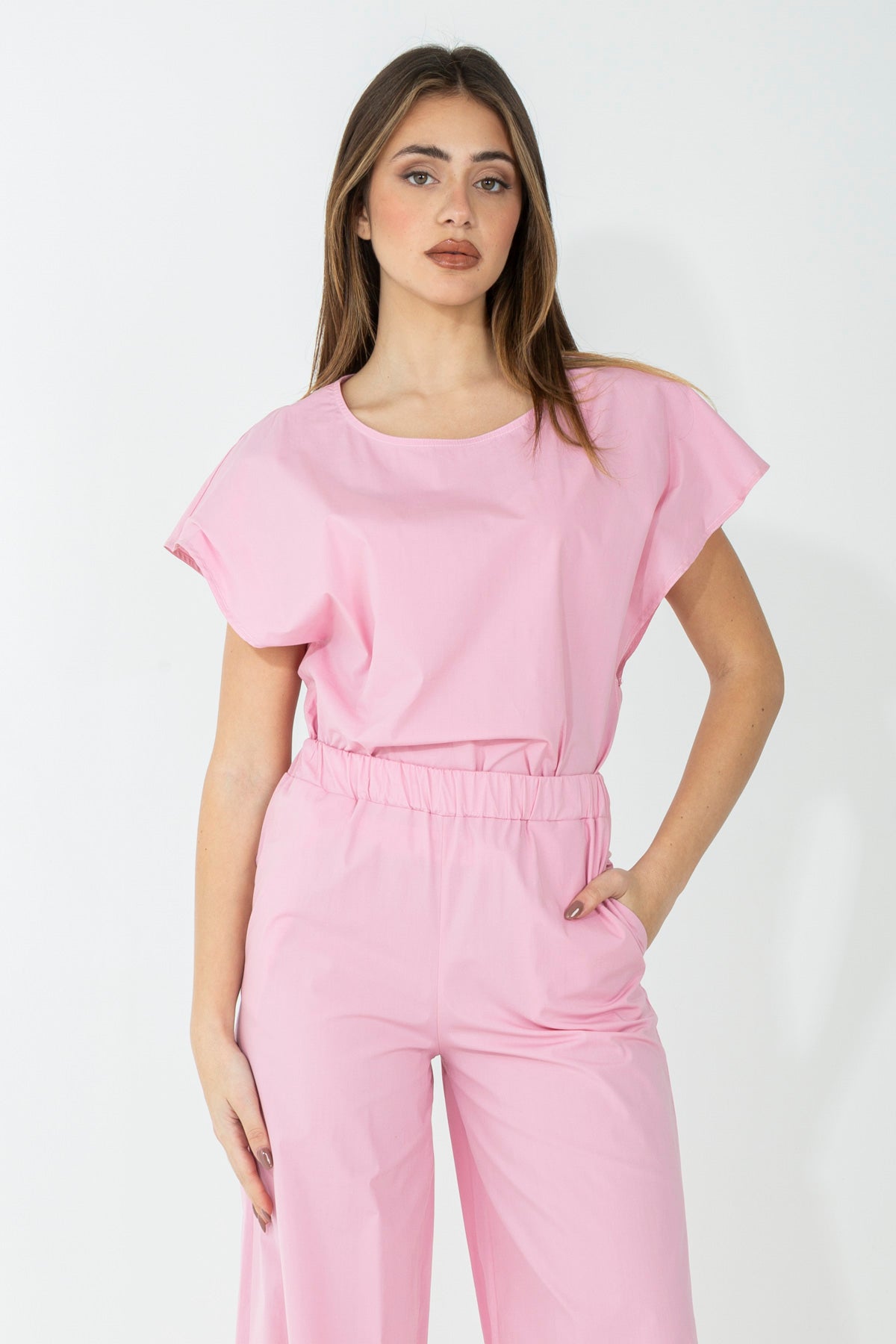Blusa in cotone strech