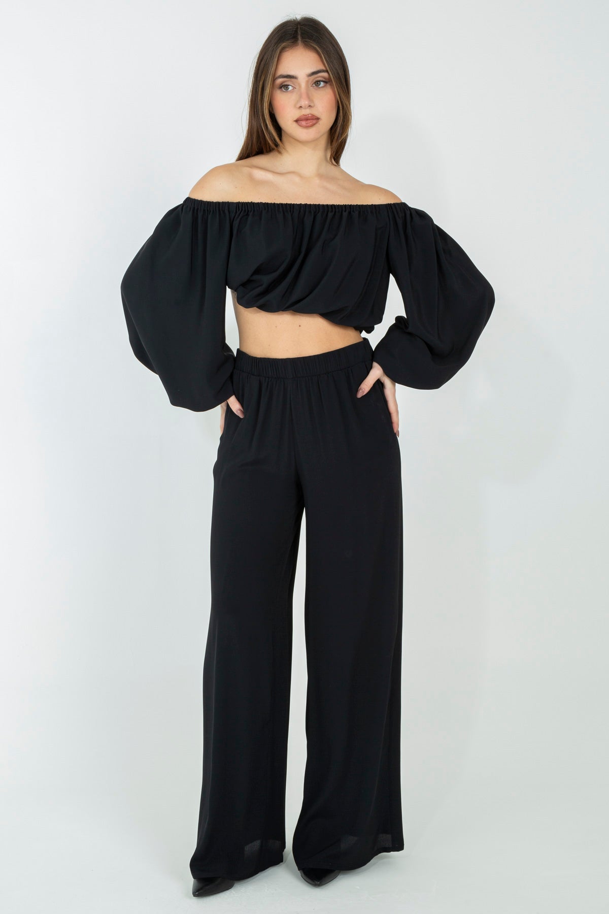 Pantalone palazzo in misto seta