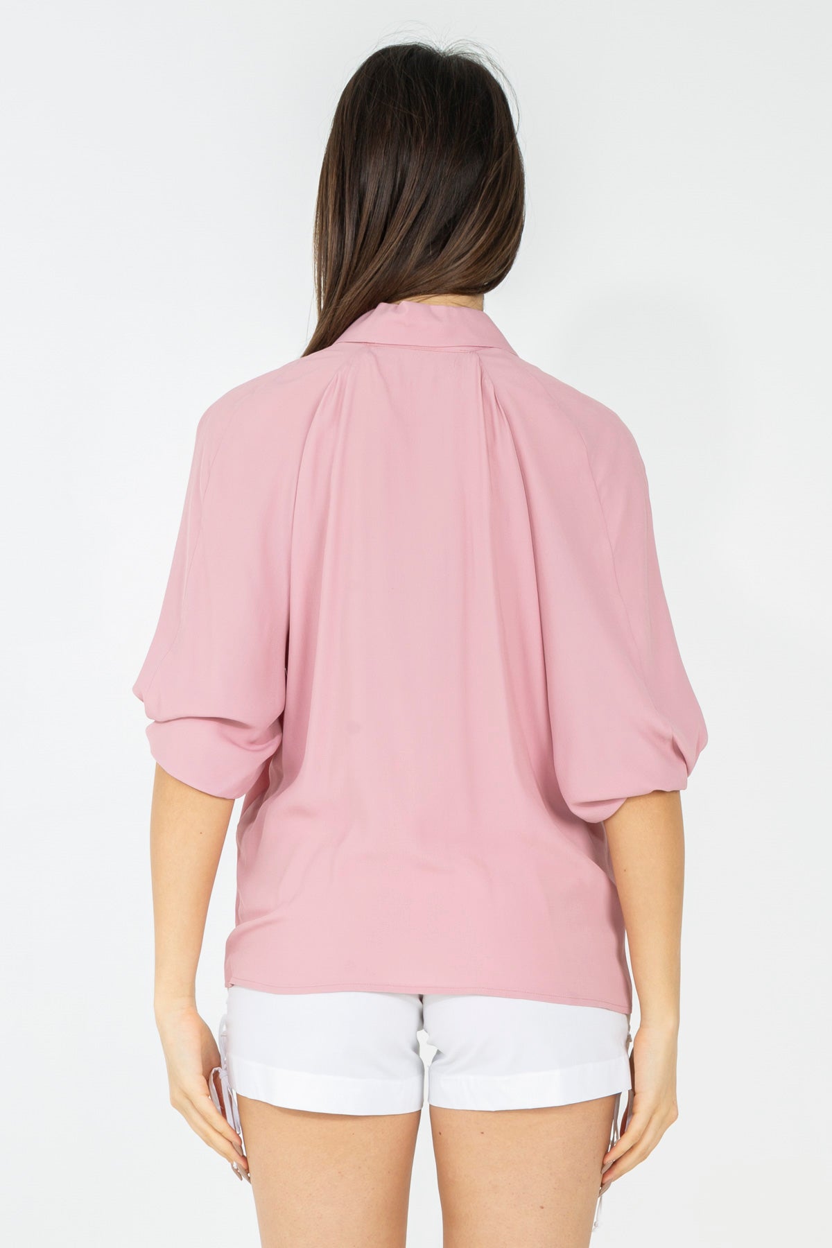 Camicia in misto seta con maniche 3/4